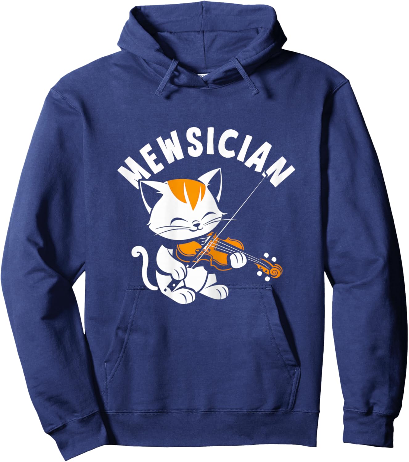 Violin Cat Mewsician Funny Cute Kawaii Cat Violinist Hoodie - Hoodie | Navy