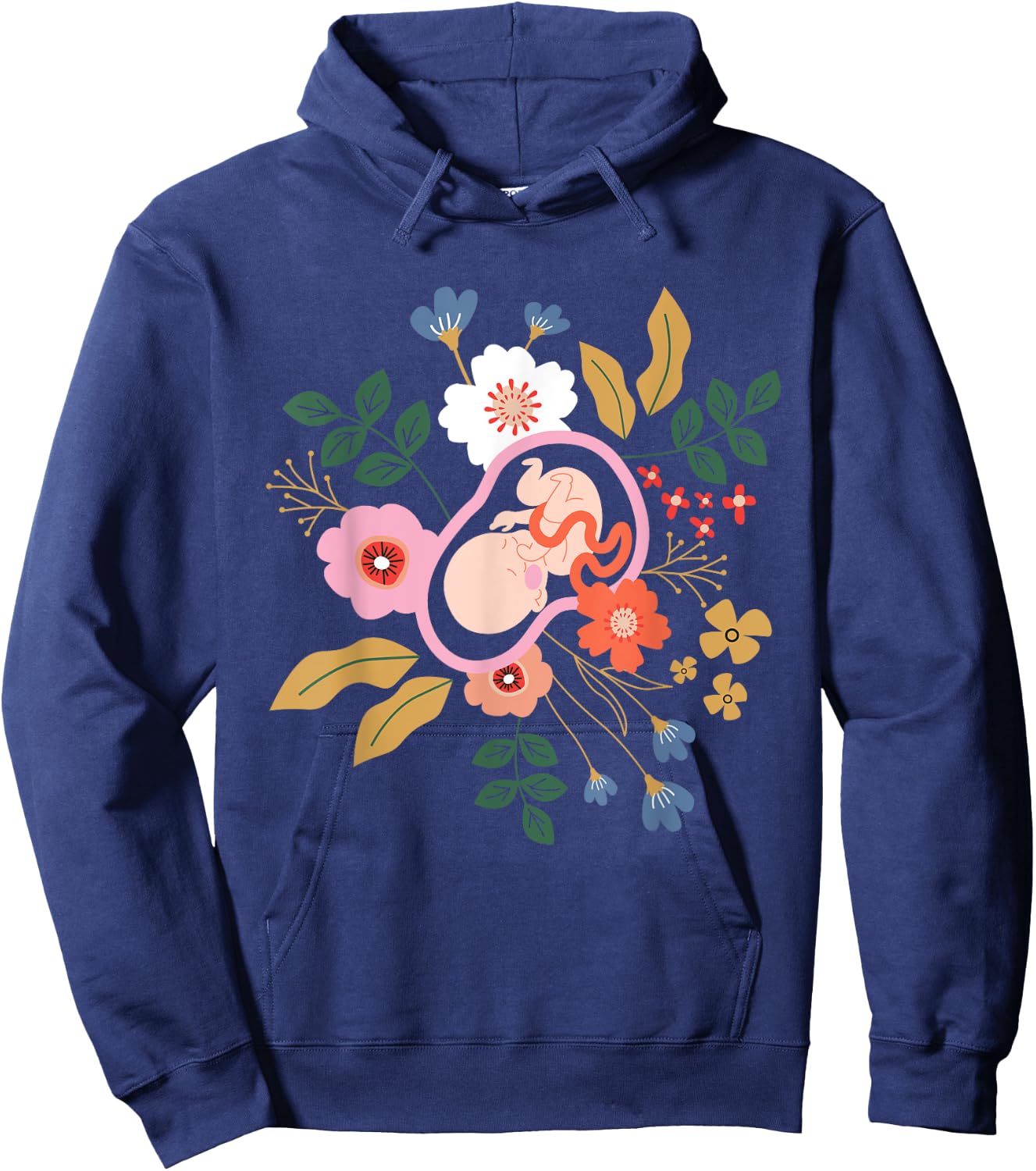 Floral Doula Midwifery - Midwives Childbirth Labor Assistant Hoodie - Hoodie | Navy