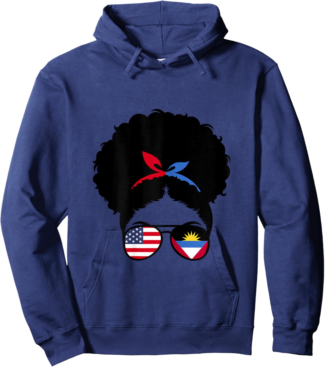 Antigua Roots Antigua Girl Afro Bun Antigua Barbuda Heritage Hoodie - Hoodie | Navy