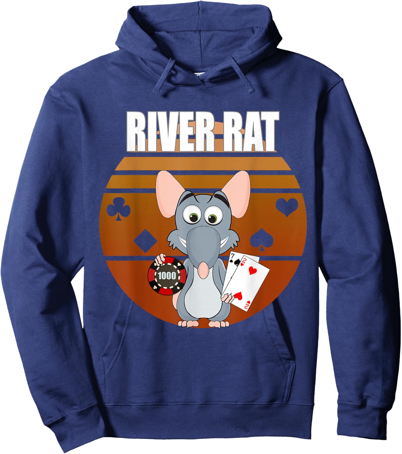 River Rat Poker Funny Texas Holdem design Hoodie - Hoodie | Navy