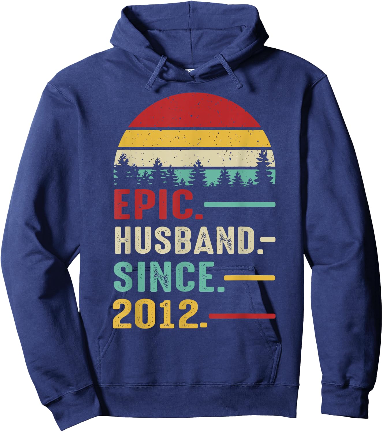 13th Wedding Anniversary Epic Husband Since 2012 Hoodie - Hoodie | Navy