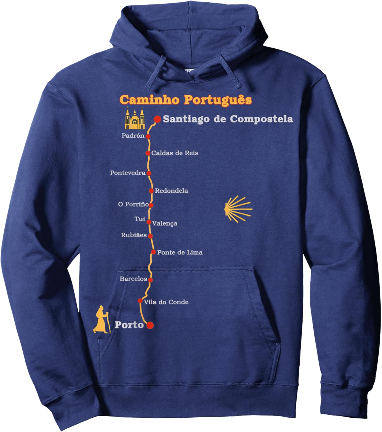 Route Caminho Português de Santiago Stages Camino Portugues Hoodie - Hoodie | Navy