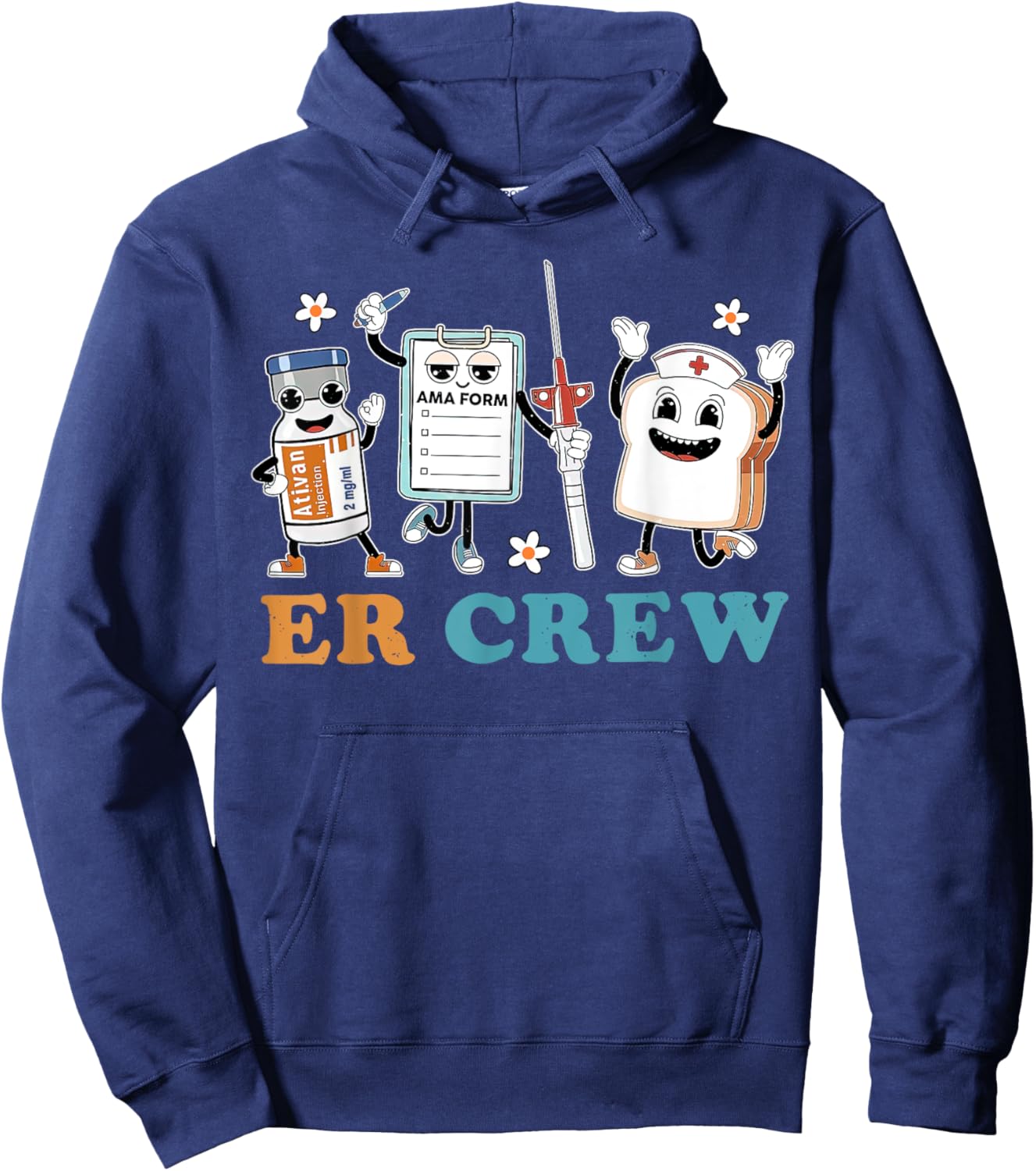 Retro ER Crew Emergency Room Funny ER ED Nurse Tech Hoodie - Hoodie | Navy