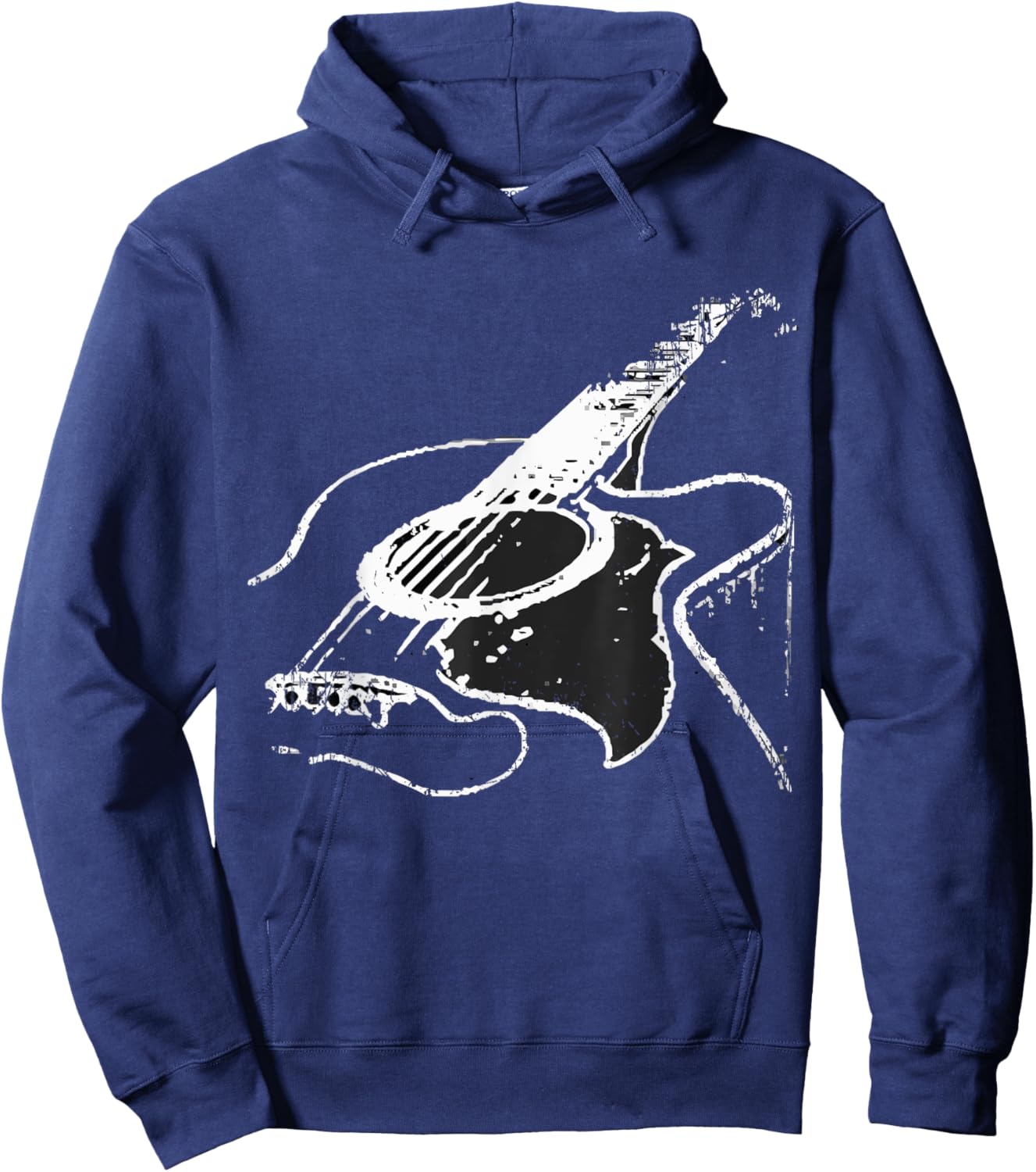 Vintage Guitar Acoustic Guitarist Blues Rock Hard Rock Pop Hoodie - Hoodie | Navy