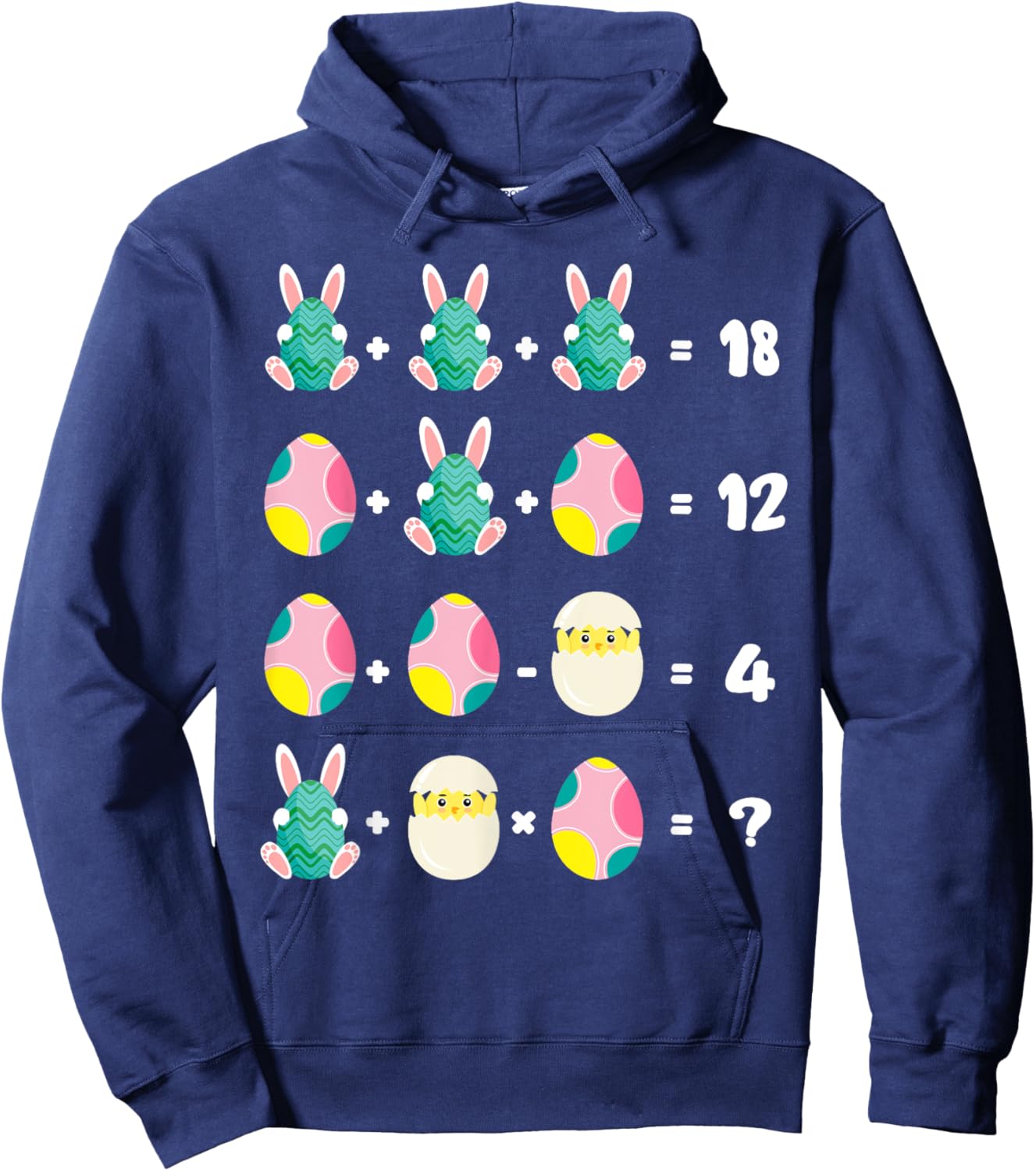 Order Of Operations Quiz Math Teacher Easter Chicken Rabbit Hoodie - Hoodie | Navy