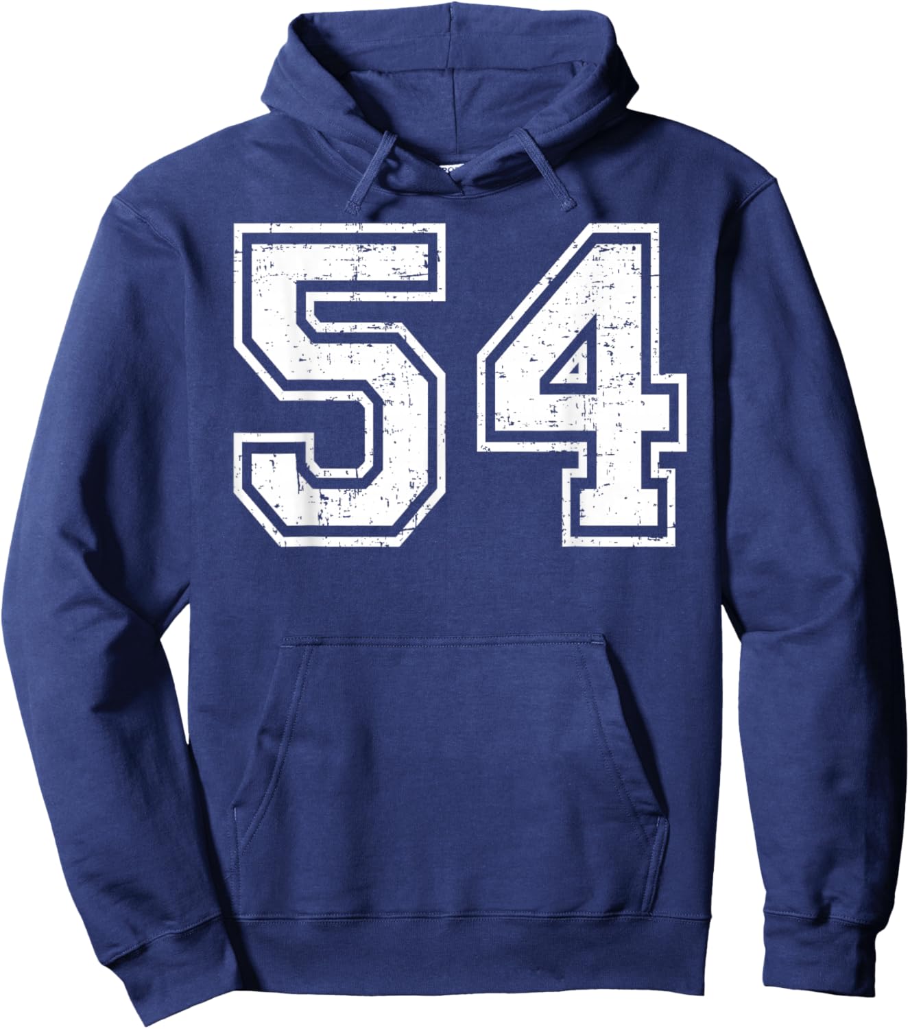 54 Number Fifty-Four Team Sports Grunge Varsity Matching Hoodie - Hoodie | Navy