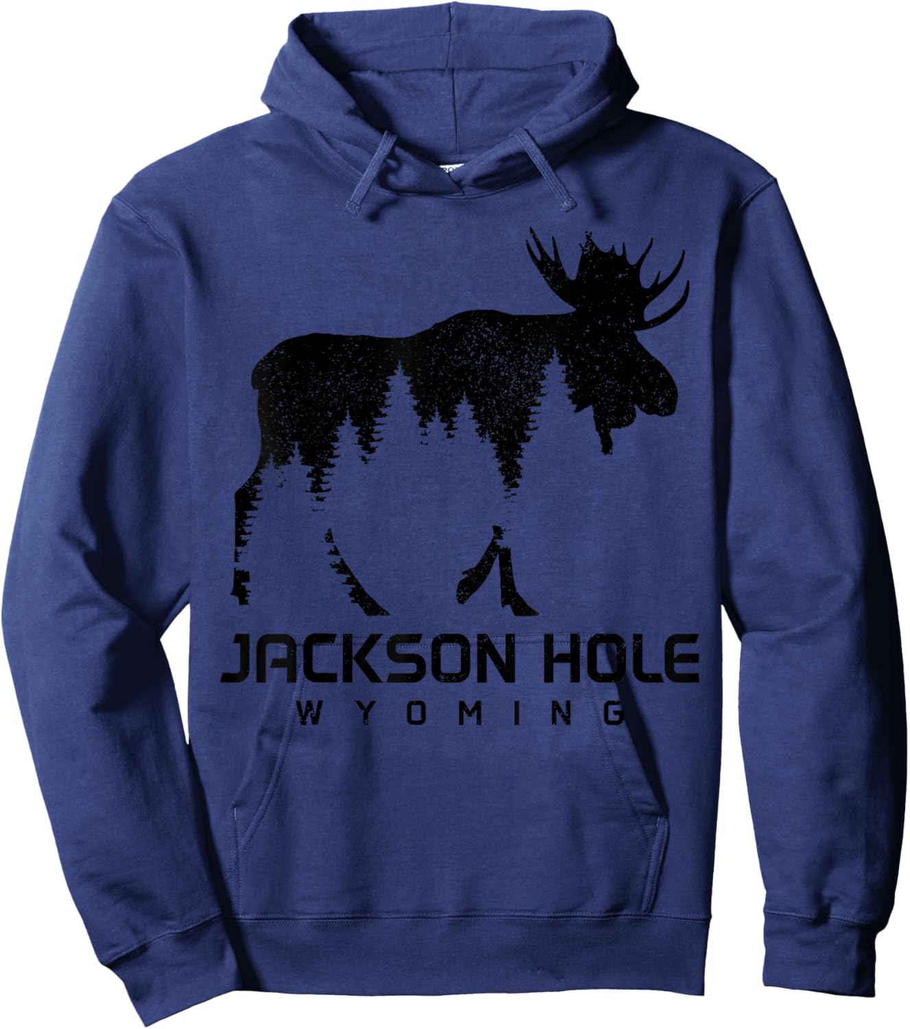 Jackson Hole Wyoming Vintage Moose Souvenir Pride Hoodie - Hoodie | Navy