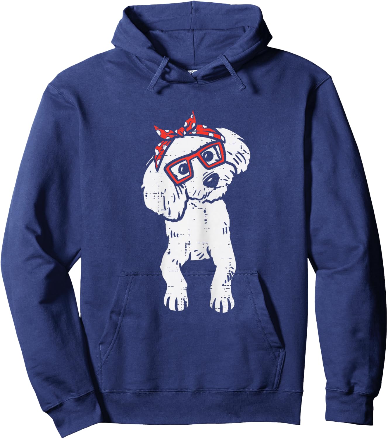 Poodle Polka Dots Bandana Dog Lover Owner Girls Women Gift Hoodie - Hoodie | Navy