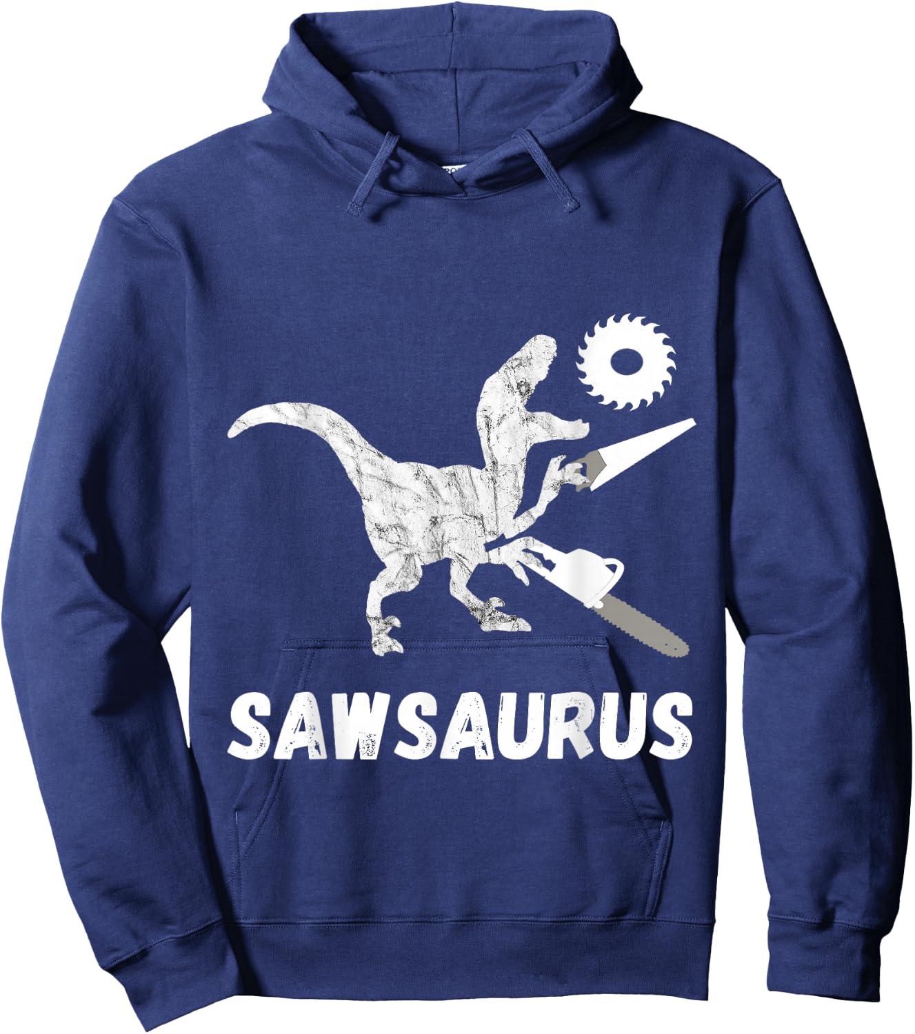 Carpenter Dinosaur Woodworker Dino Carpentry T-Rex Chainsaw Hoodie - Hoodie | Navy