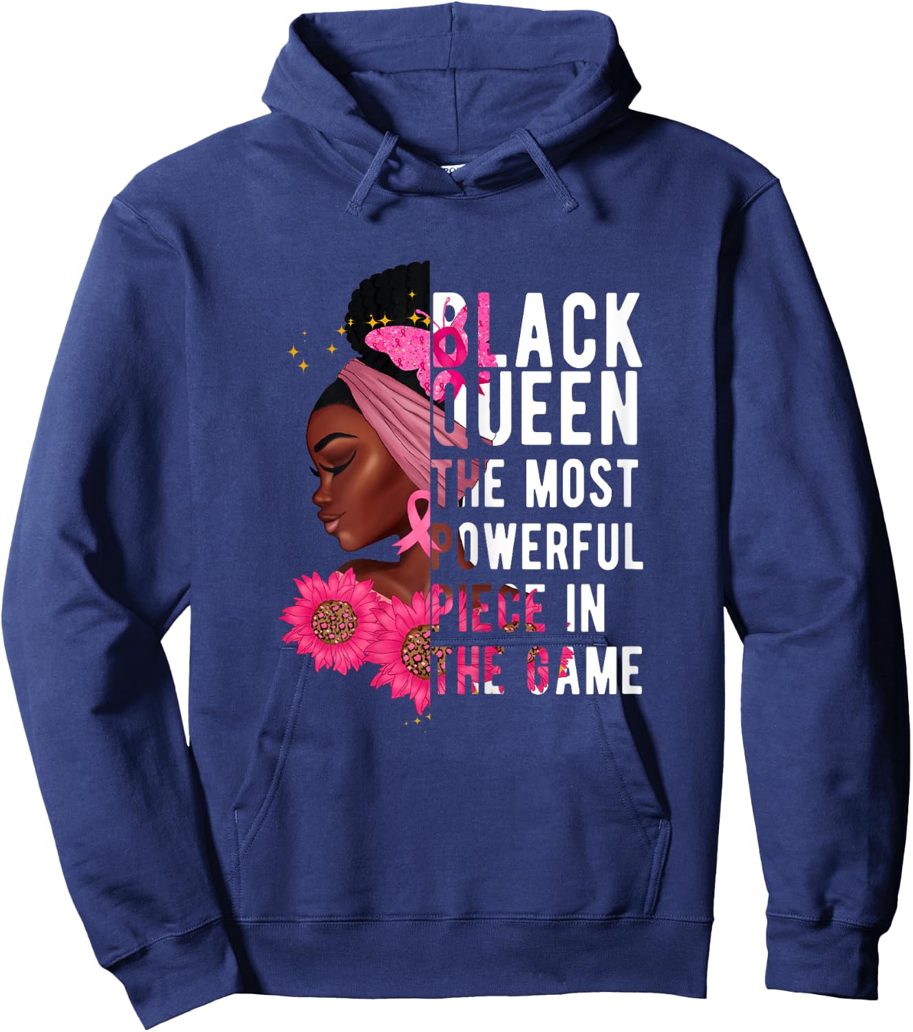 Black Queen The Most Powerful Piece In The Game Afro Women Hoodie - Hoodie | Navy