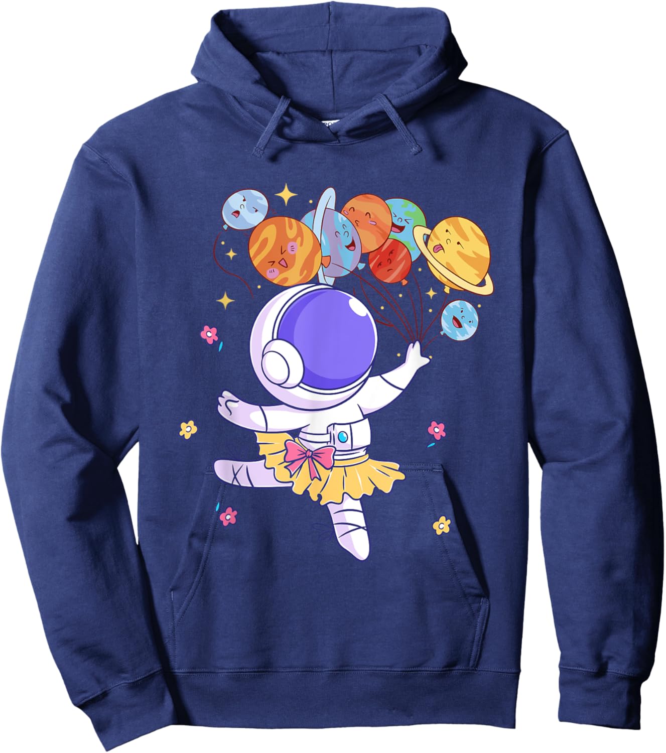 Ballerina Girl Cute Space Astronaut Costume Planet Balloons Hoodie - Hoodie | Navy