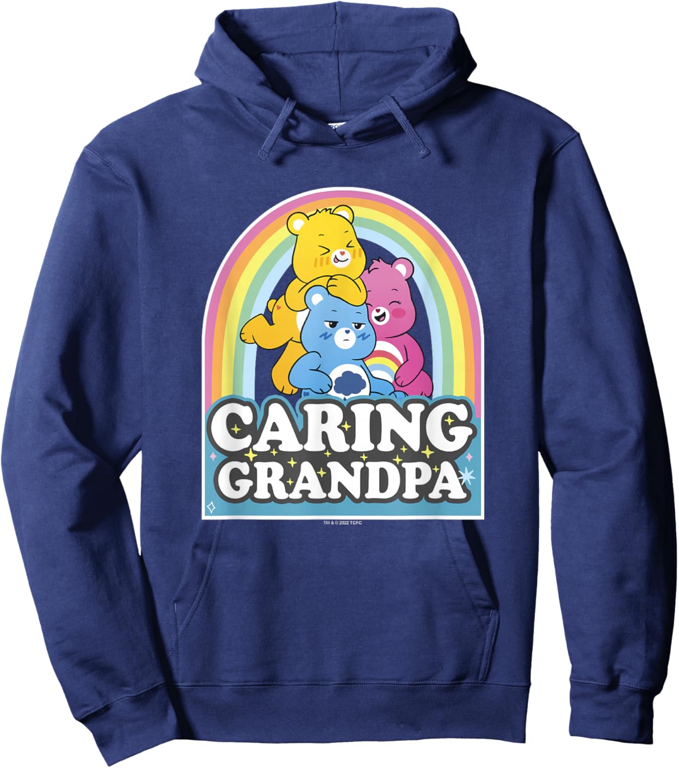 Care Bears Caring Grandpa Retro Rainbow Grumpy Group Shot Hoodie - Hoodie | Navy
