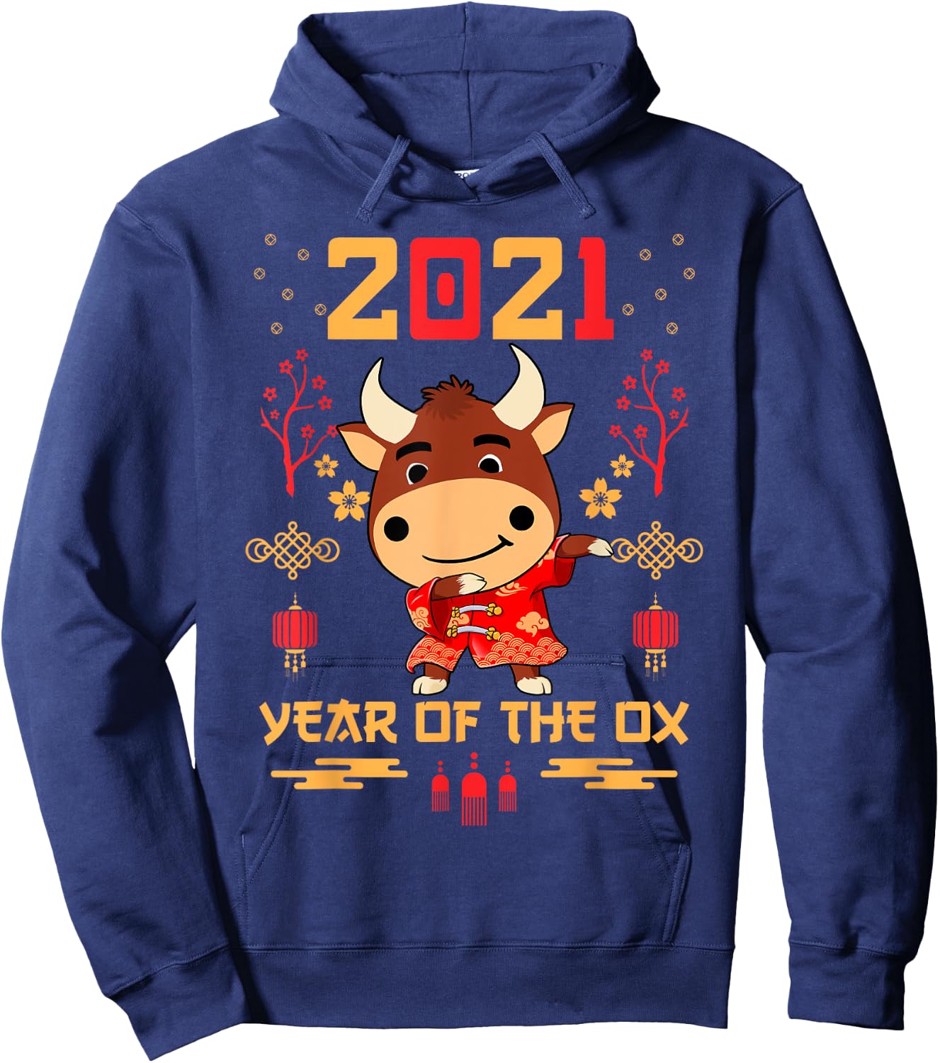 Chinese New Year 2021 Clothes Boy Girl Outfit Year Of The Ox Hoodie - Hoodie | Navy