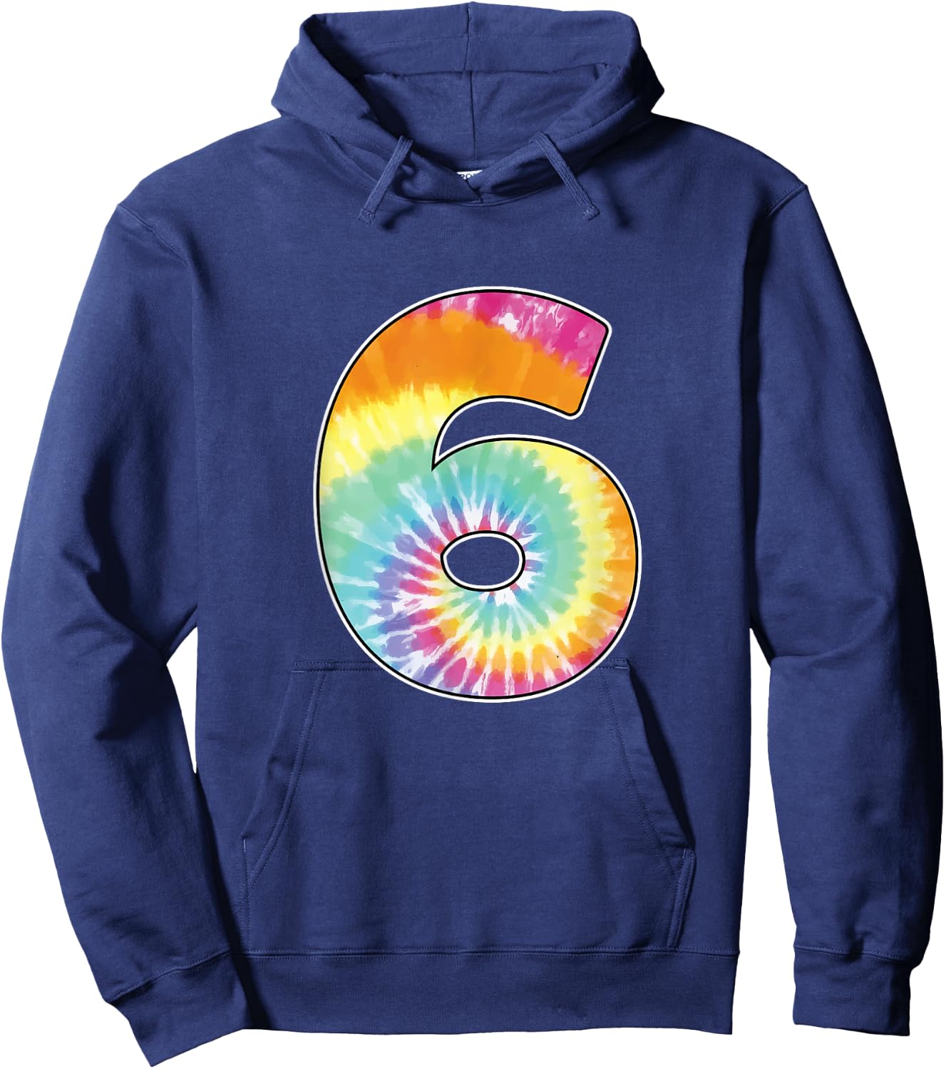 Number 6 Team Event Shirt or Age 6 Birthday Tie Dye Gift Hoodie - Hoodie | Navy