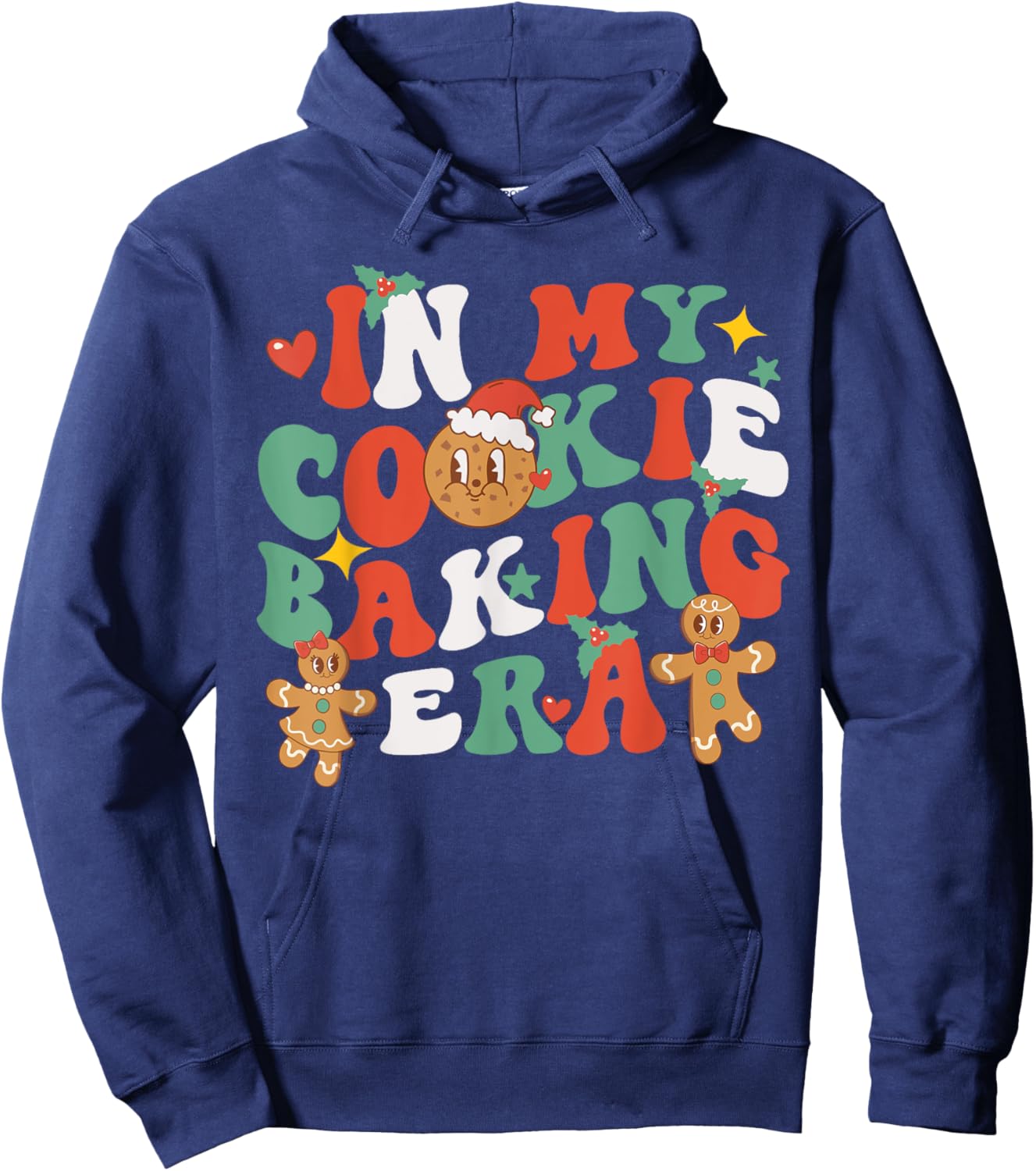 In My Cookie Baking Era Funny Holiday Baker Groovy Retro Hoodie - Hoodie | Navy