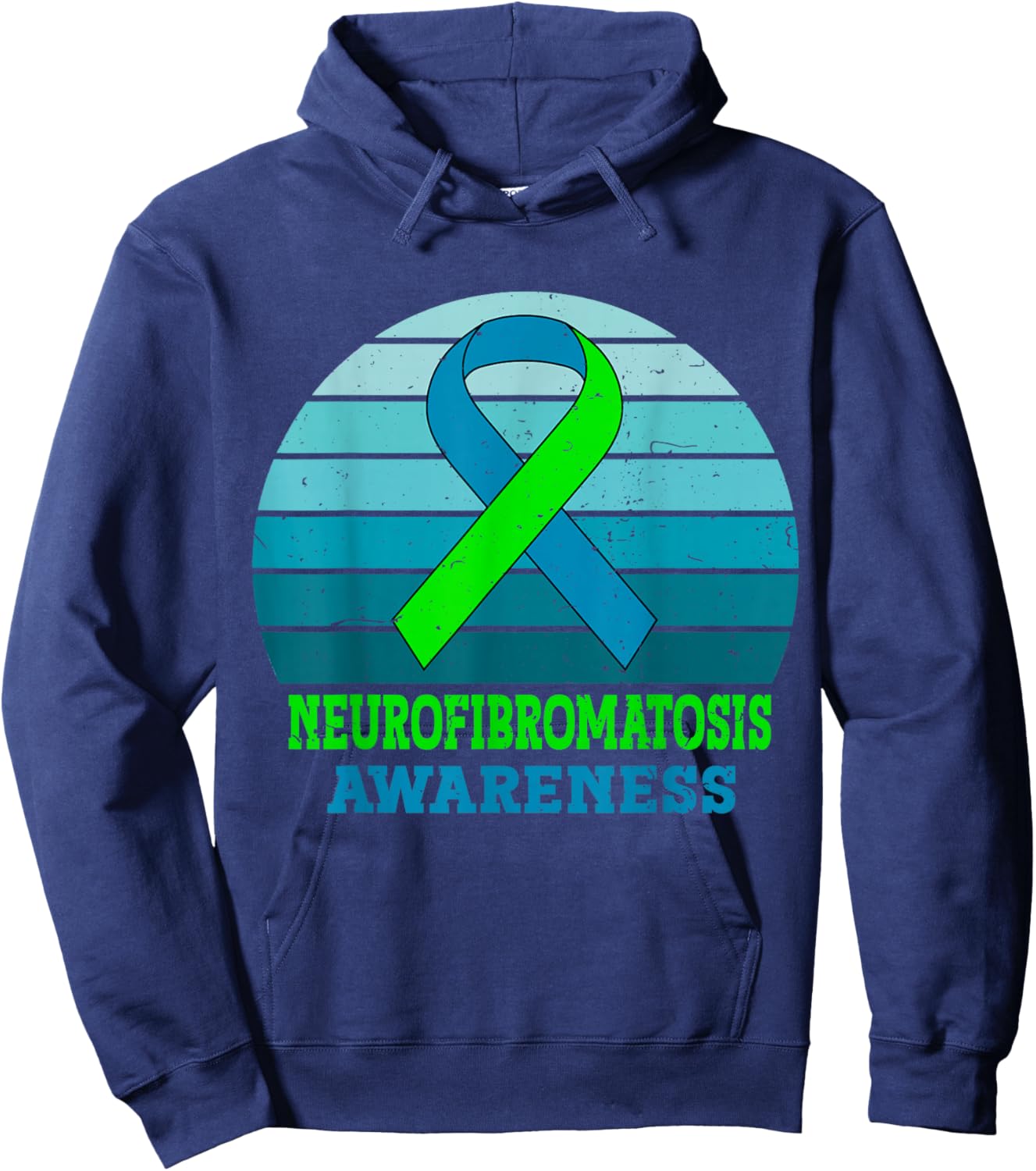 Green Ribbon NF1 Neurofibromatosis Awareness Vintage NF Hoodie - Hoodie | Navy