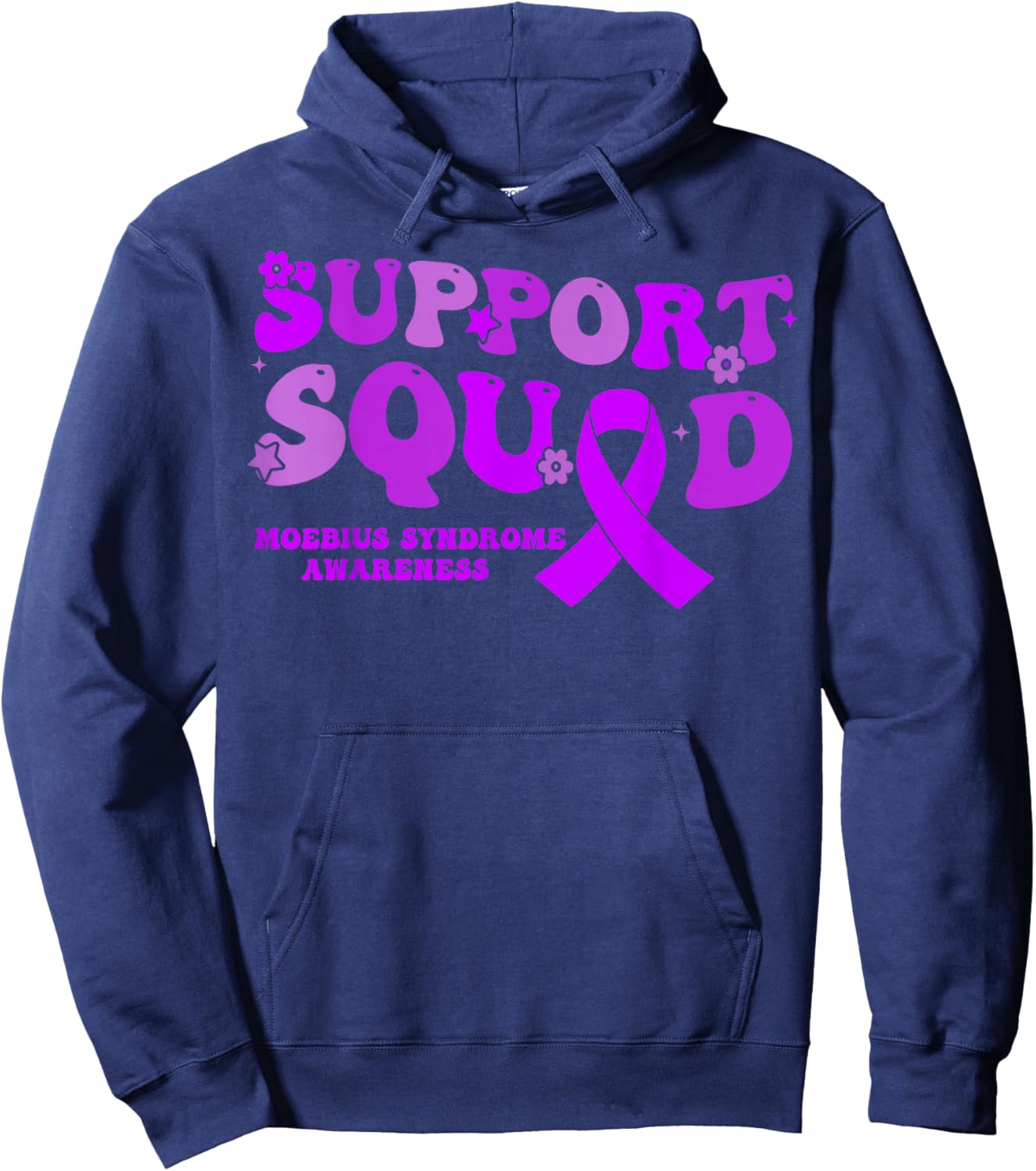 Support Squad Purple Ribbon Moebius Syndrome Awareness Hoodie - Hoodie | Navy