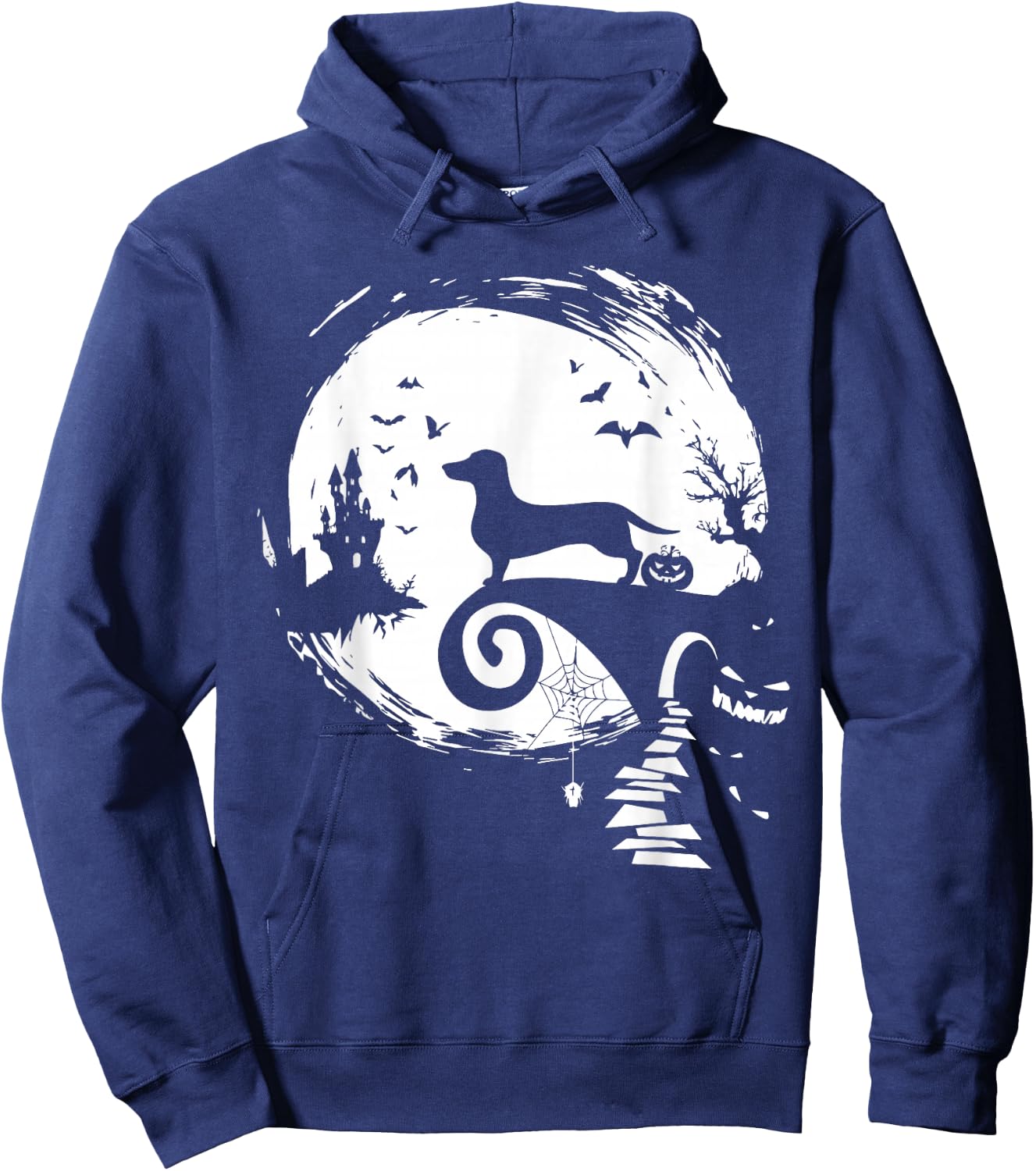 Dachshund Dog And Moon Halloween Costume Dog Lover Funny Hoodie - Hoodie | Navy