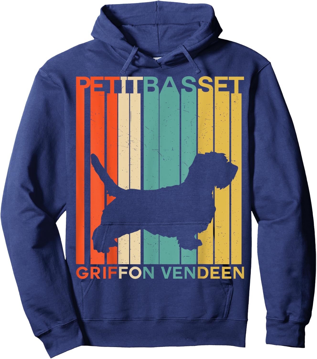 Retro Vintage Petit Basset Griffon Vendeen PBGV Silhouette Hoodie - Hoodie | Navy