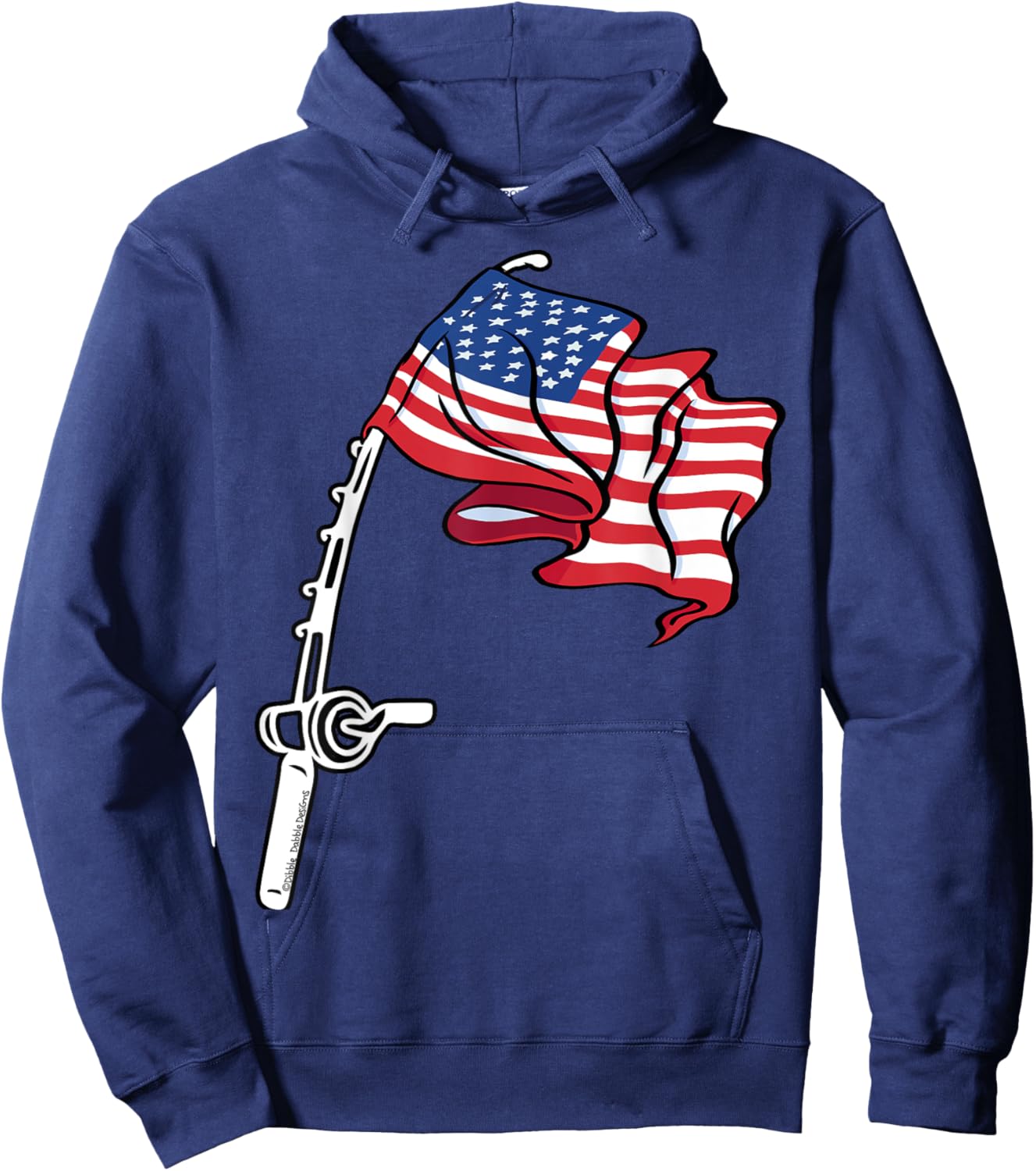Patriotic Fishing USA Flag Fisherman 4th of July Hoodie - Hoodie | Navy