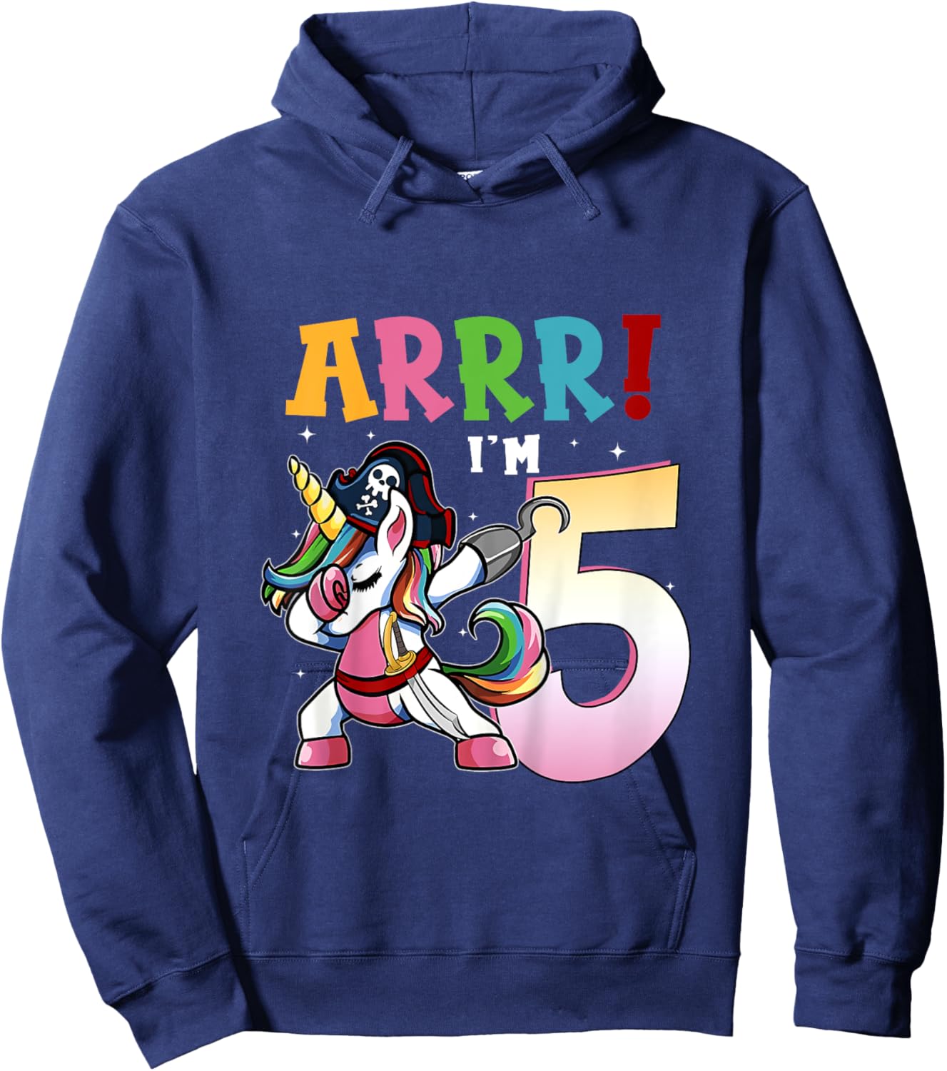 ARR I'M 5 Birthday Pirate I 5th Birthday Unicorn Dance Hoodie - Hoodie | Navy