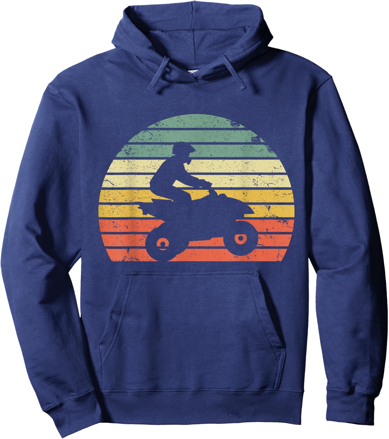 Vintage ATV 4 Wheeler Shirt Silhouette Retro Quad Hoodie - Hoodie | Navy