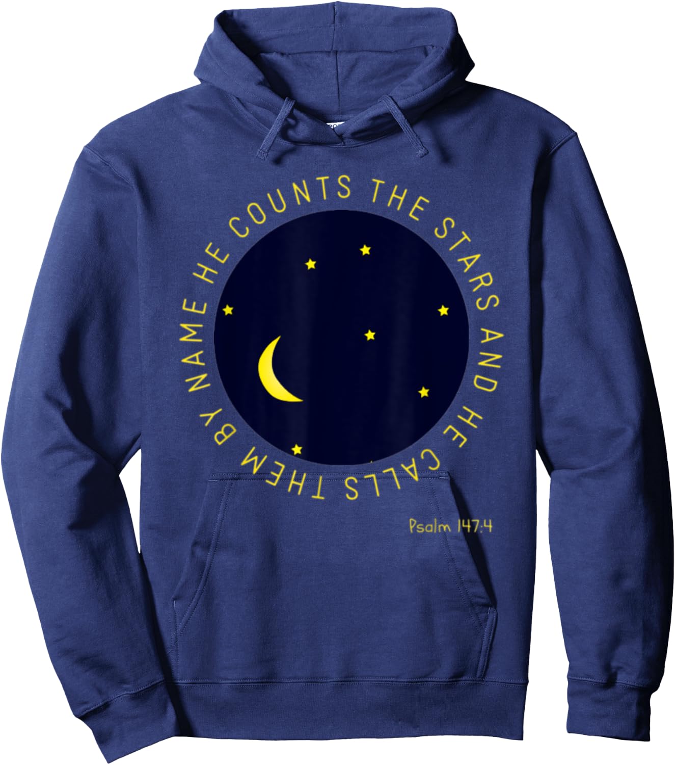 Psalm 147:4 He Counts The Stars Christian Bible Verse Hoodie - Hoodie | Navy