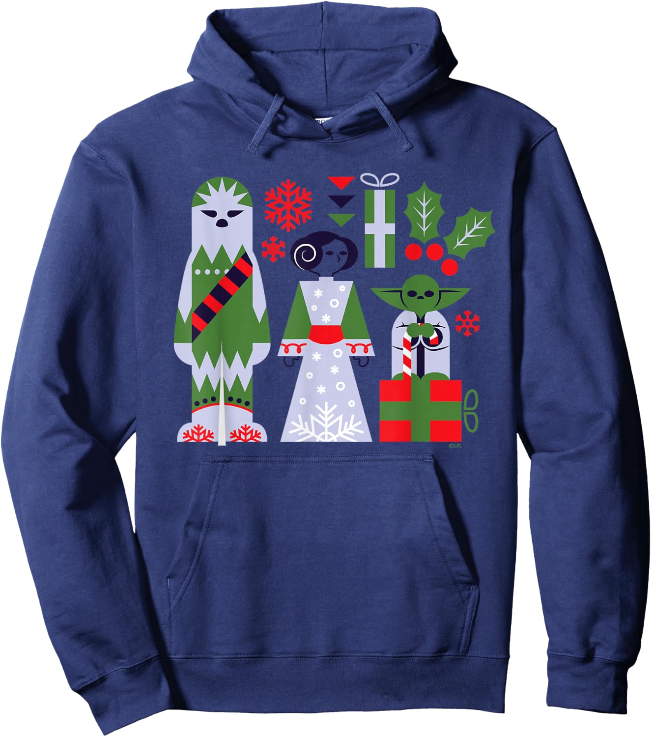 Star Wars Chewbacca Princess Leia and Yoda Christmas Holiday Hoodie - Hoodie | Navy