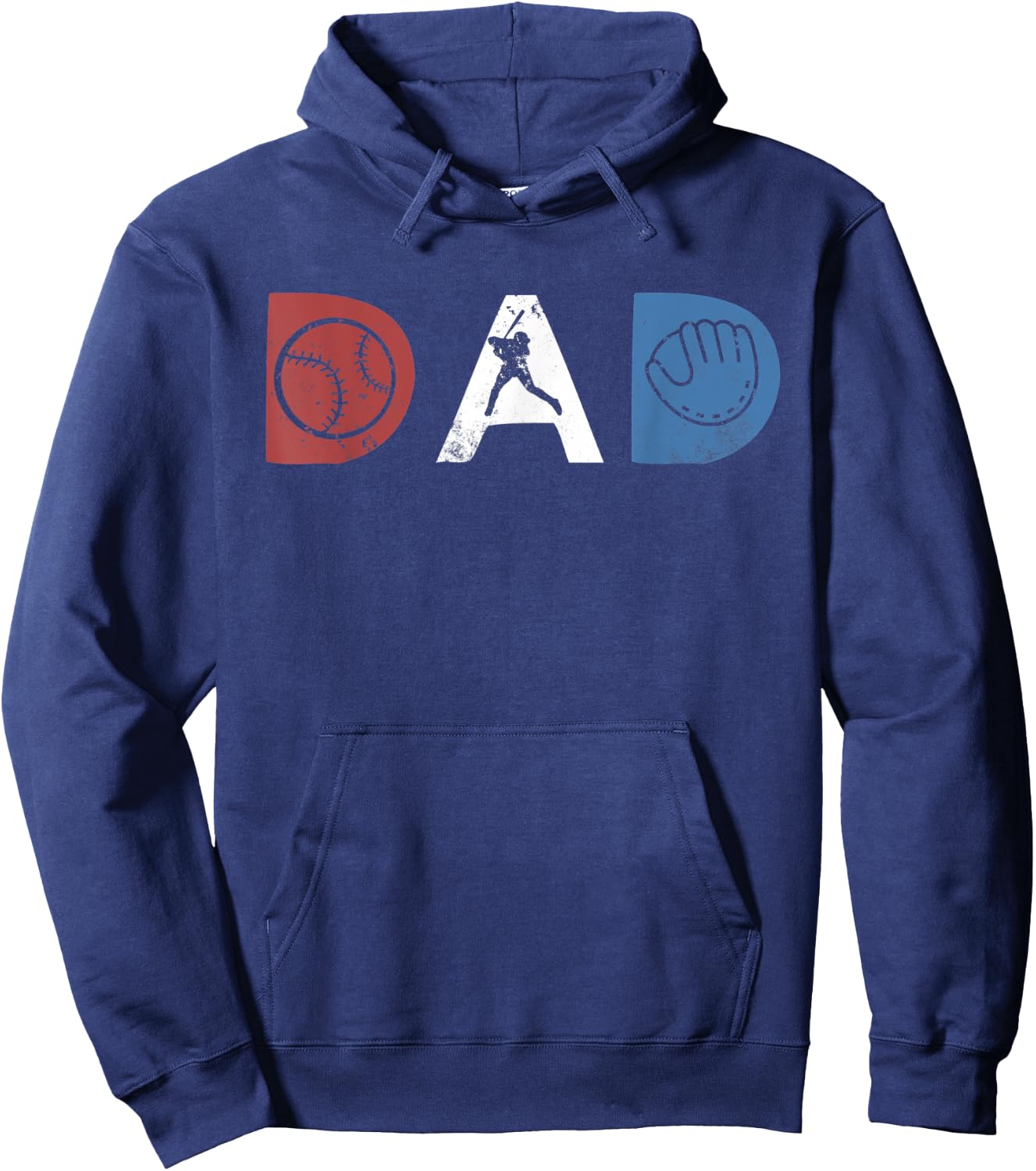 Baseball Dad Softball Vintage Retro Style Red White Blue Hoodie - Hoodie | Navy