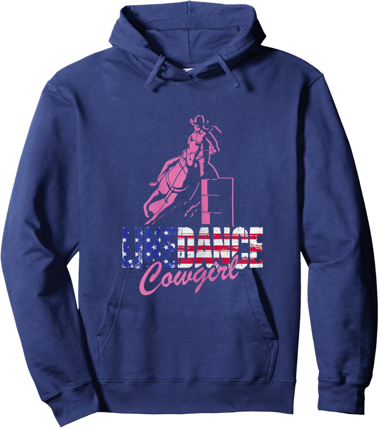 Damen Line Dance Cowgirl | US-amerikanische Flagge | Western Dancing Hoodie - Hoodie | Navy