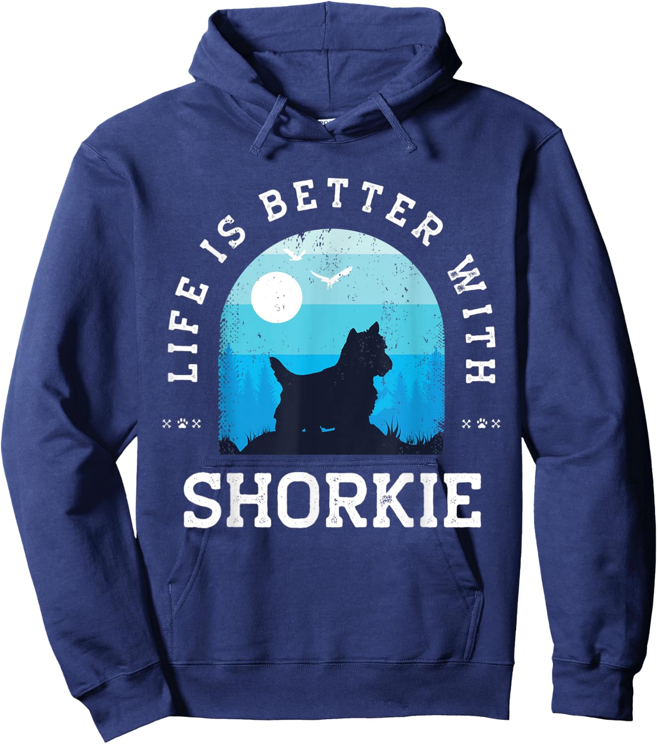 Life Better Shorkie Vintage Blue Dog Mom Dad Women Kids Hoodie - Hoodie | Navy