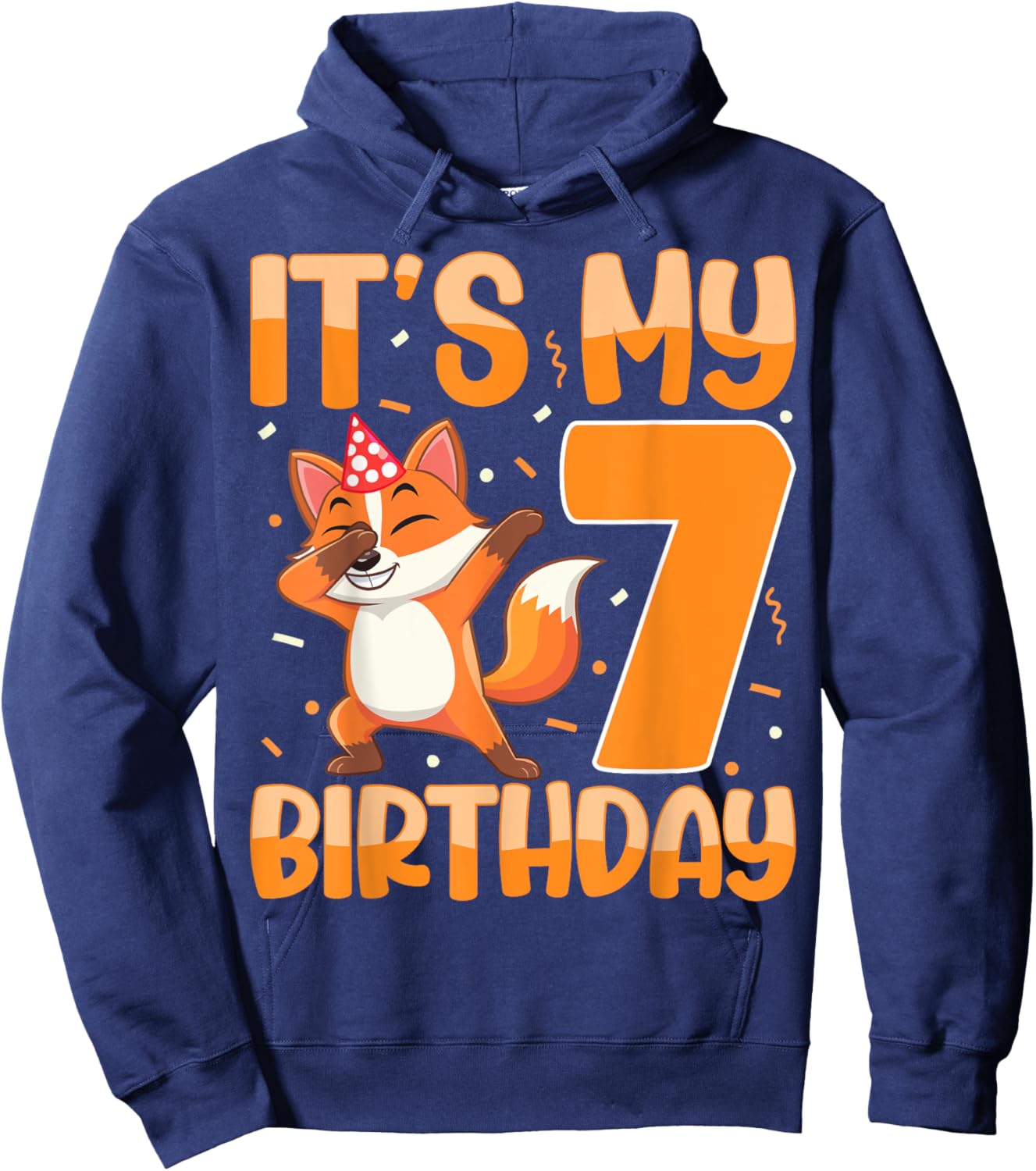 It's My 7th Birthday Dabbing Fox 7 Years Old Boys Girls Hoodie - Hoodie | Navy