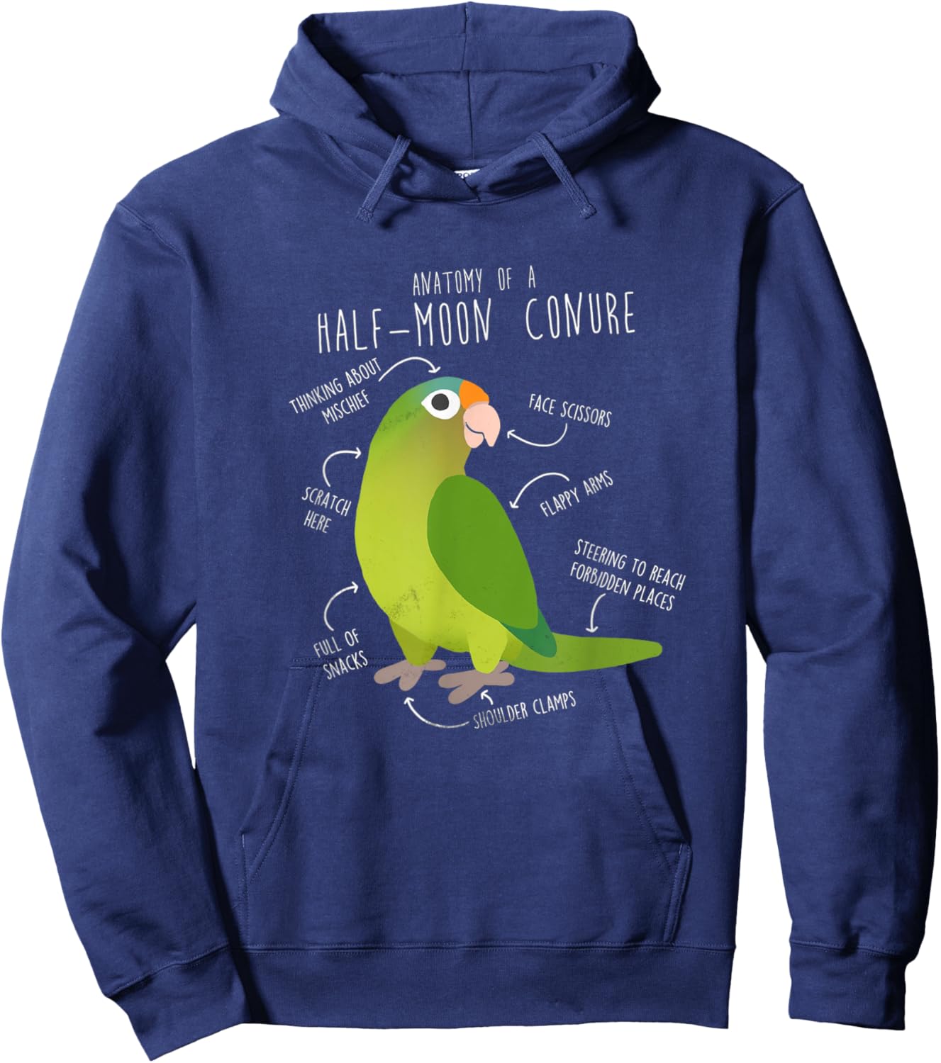 Half-Moon Conure For Parrot Parents and Bird Enthusiasts Hoodie - Hoodie | Navy