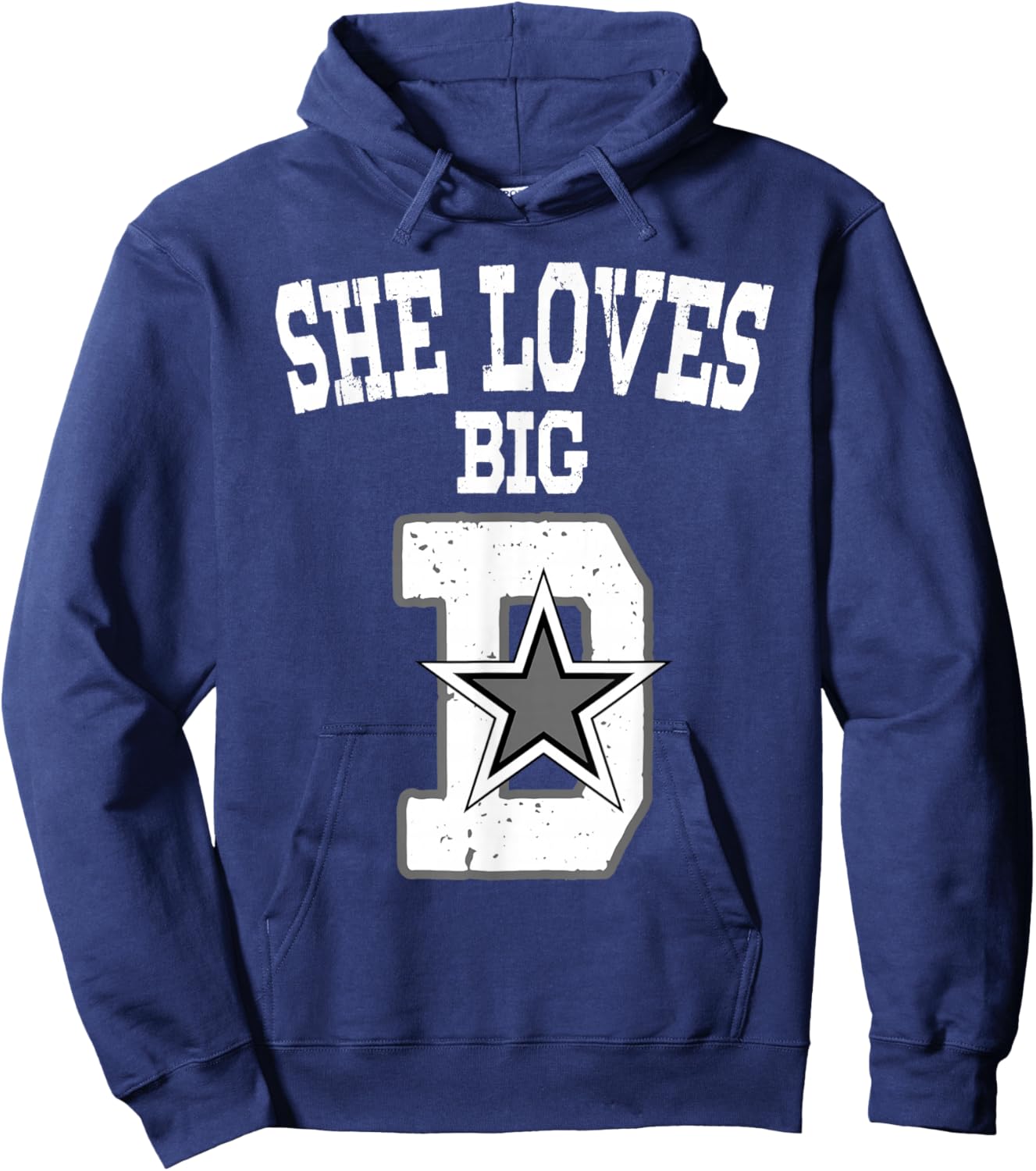 She Loves Big D - Distressed Dallas Denver Detroit Denmark Hoodie - Hoodie | Navy