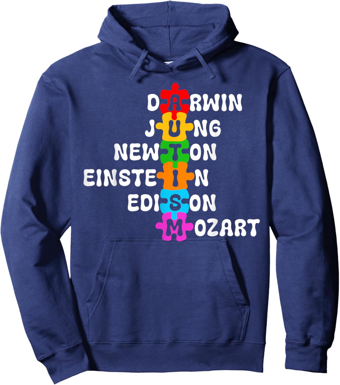 Autism Awareness Darwin Jung Newton Einstein Edison Mozart Hoodie - Hoodie | Navy
