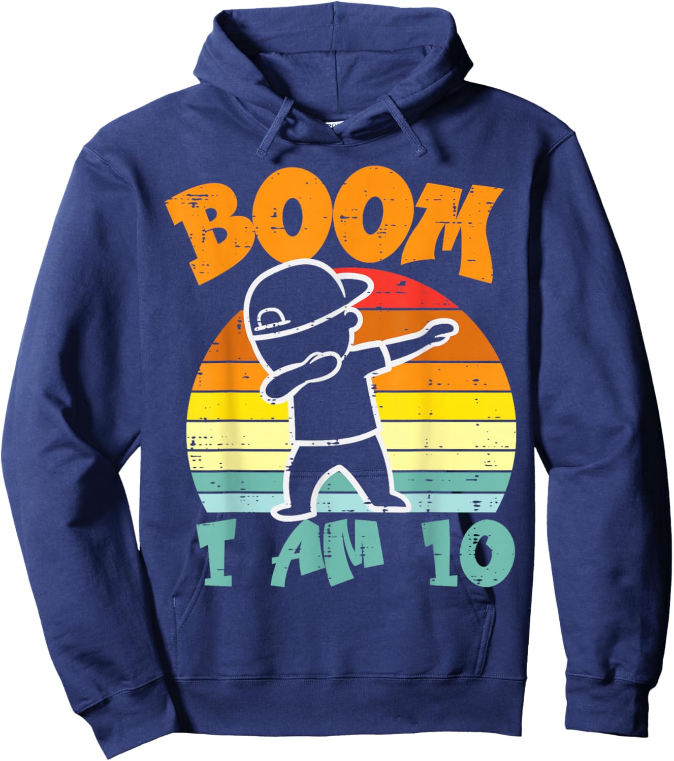 Boom Im 10 Boy Dab Retro 10th Birthday Bday Party Dance Boys Hoodie - Hoodie | Navy