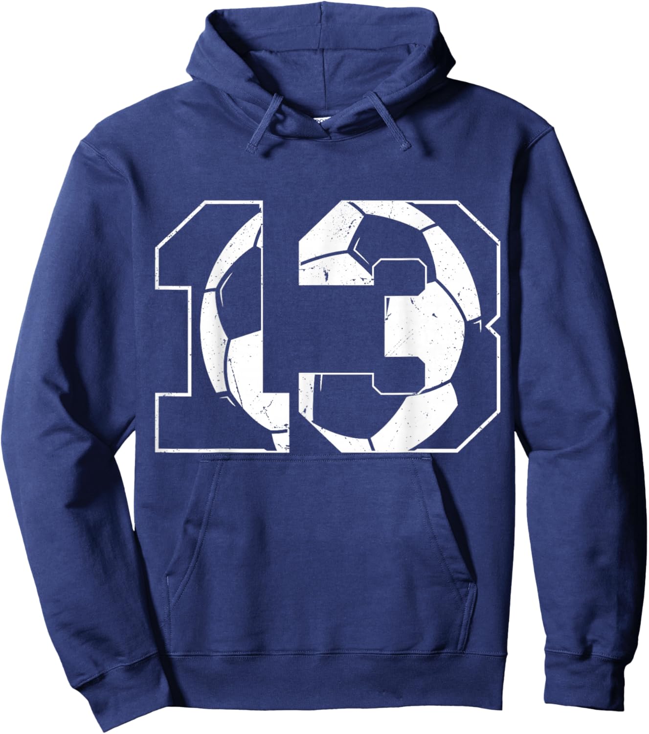 13th Birthday Boy Soccer Player Football 13 Years Old Hoodie - Hoodie | Navy