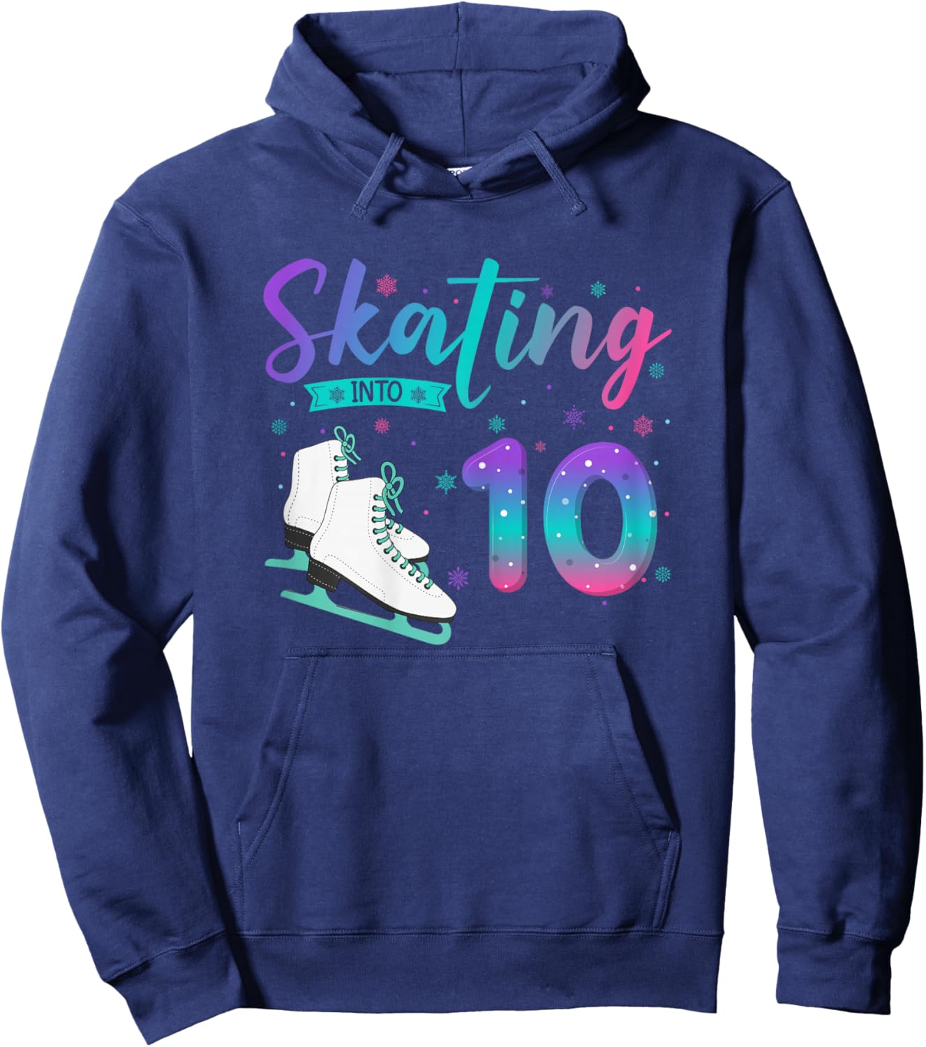 10 Year Old Ice Skating Girl 10th Birthday Girl Hoodie - Hoodie | Navy