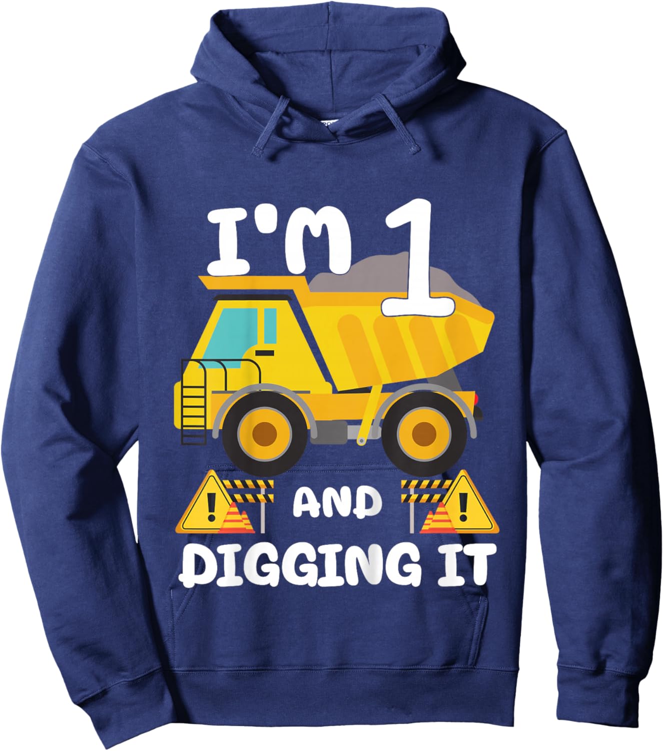 Kids 1st Birthday Construction Birthday Boy 1 Dump Truck BDay Hoodie - Hoodie | Navy