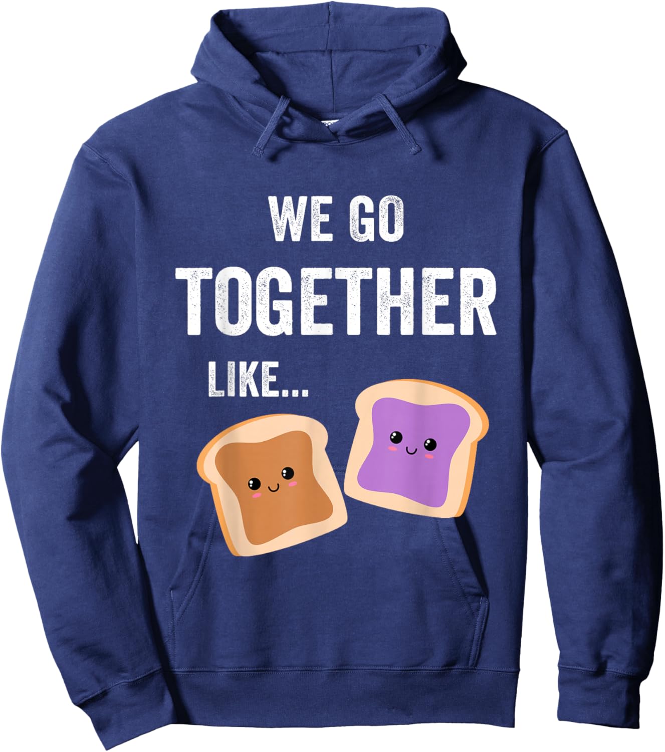 Peanut Butter and Jelly Sandwich Matching Couple PJs BFF Hoodie - Hoodie | Navy