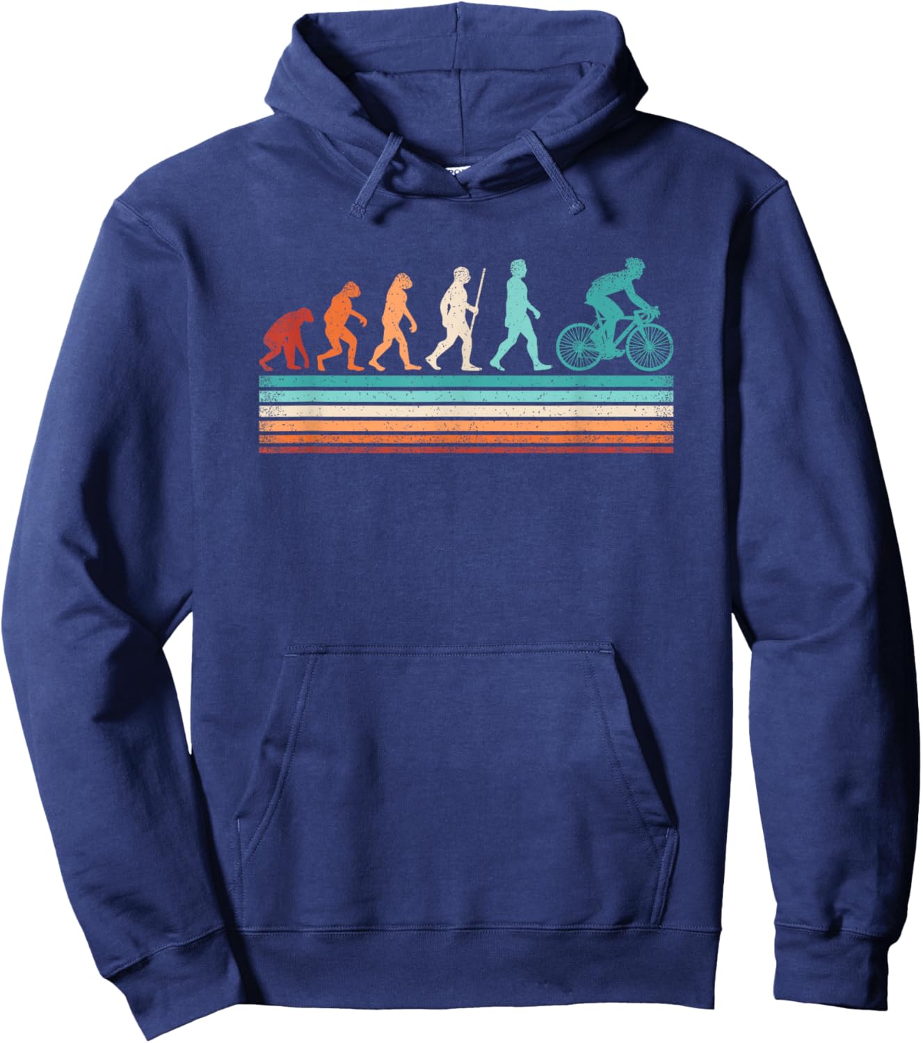 Retro Cyclist Evolution Cycling Biking Bicycle Men Women Hoodie - Hoodie | Navy
