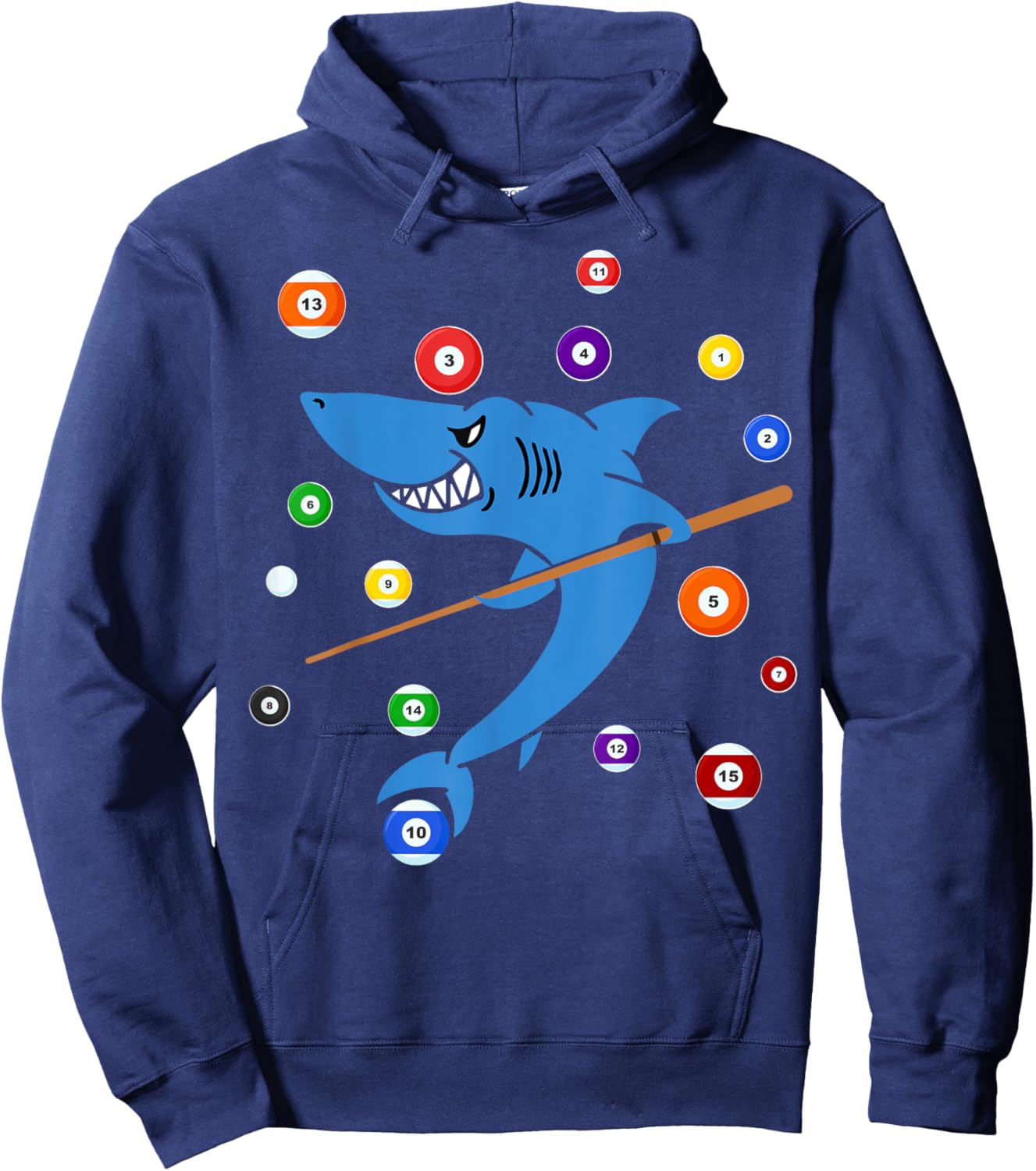 Billiard Shark 8 Ball Player Pool Table Cue Stick Snooker Hoodie - Hoodie | Navy