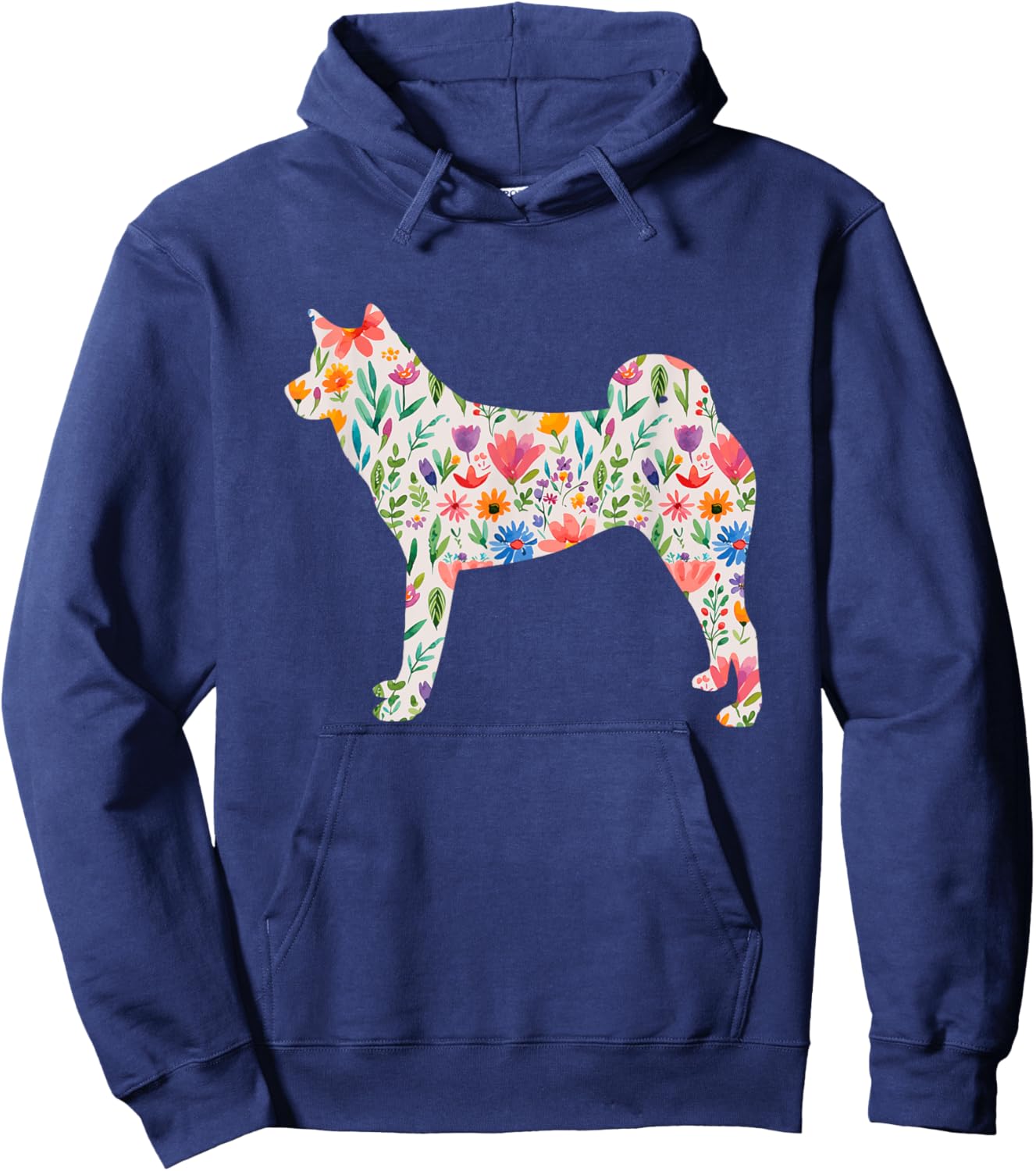Akita watercolor flowers design Hoodie - Hoodie | Navy
