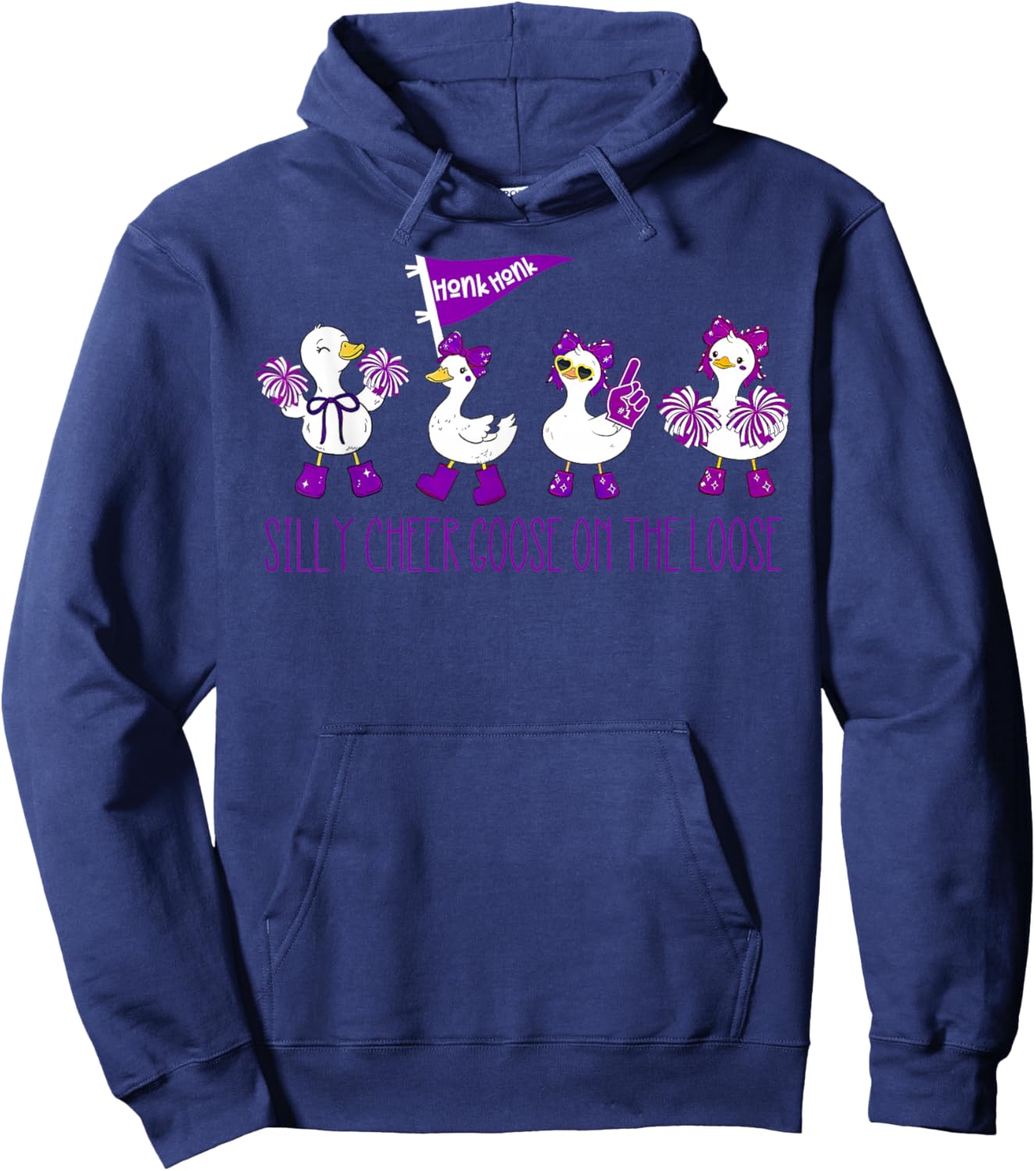 Silly Cheer Goose On The Loose Fun Cheerleader Cheerleading Hoodie - Hoodie | Navy