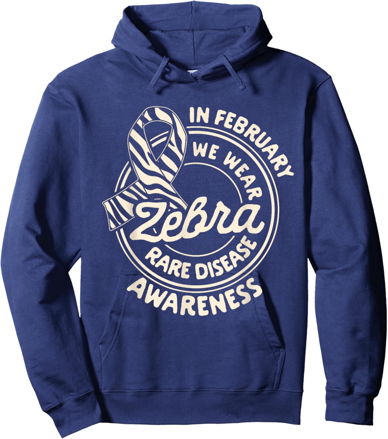 Rare Disease Awareness In February We Wear Zebra Ribbon Hoodie - Hoodie | Navy