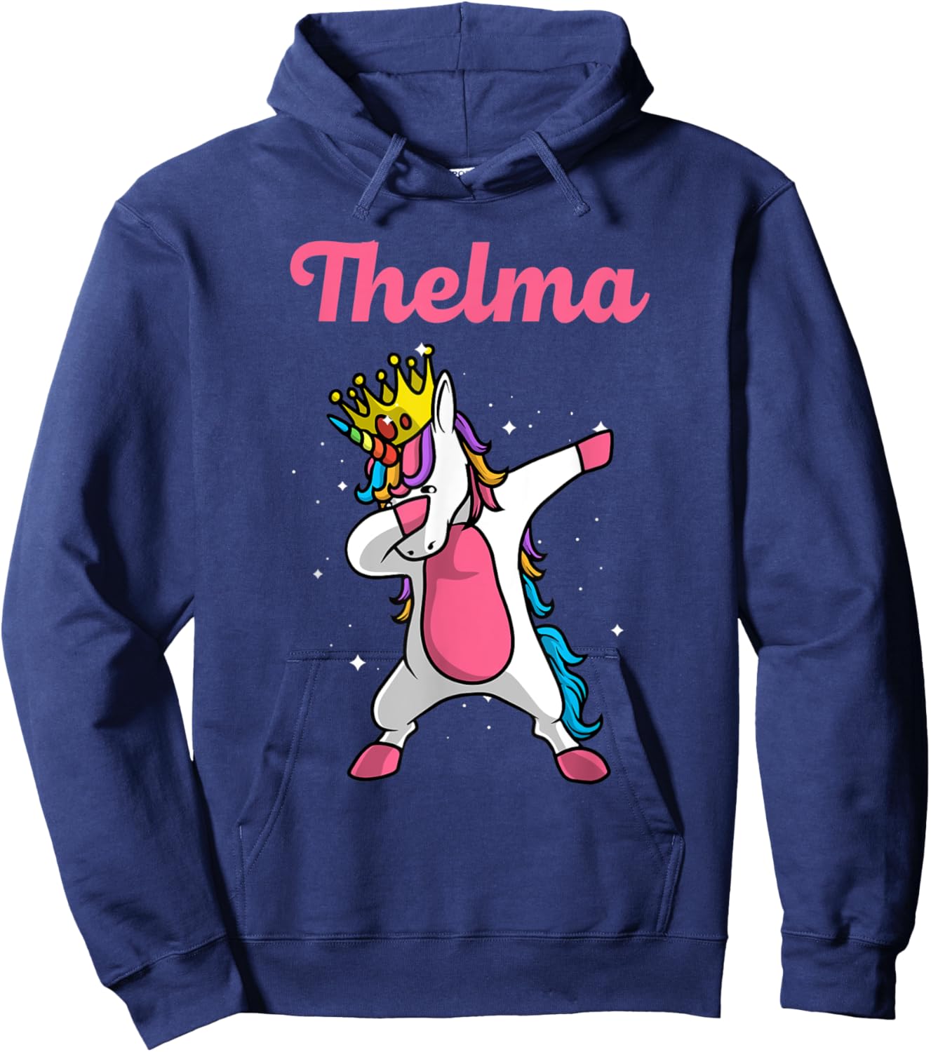 THELMA Gift Name Personalized Birthday Dabbing Unicorn Queen Hoodie - Hoodie | Navy