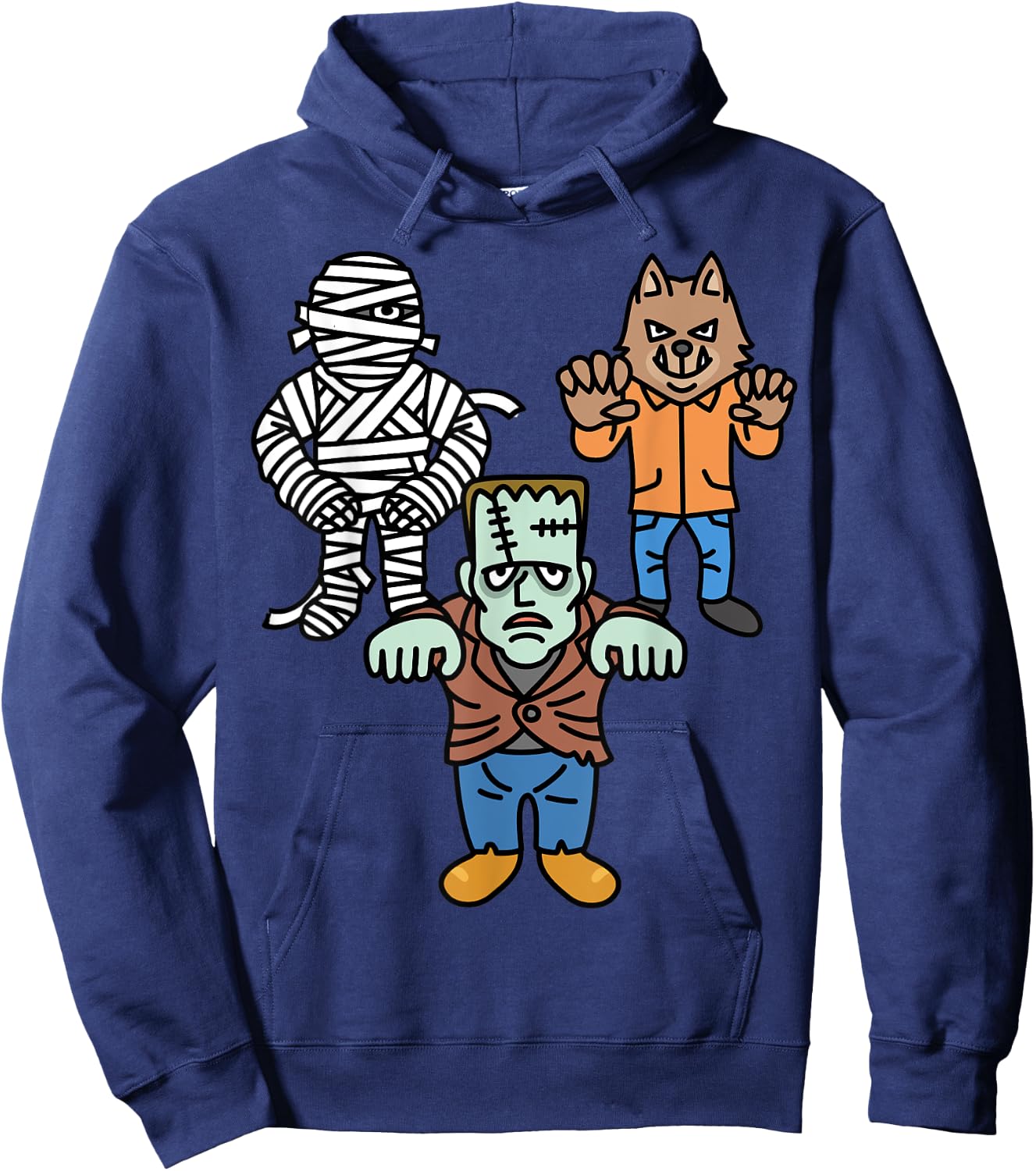 Horror Movie Monster Mummy Vintage Halloween Frankenstein Hoodie - Hoodie | Navy