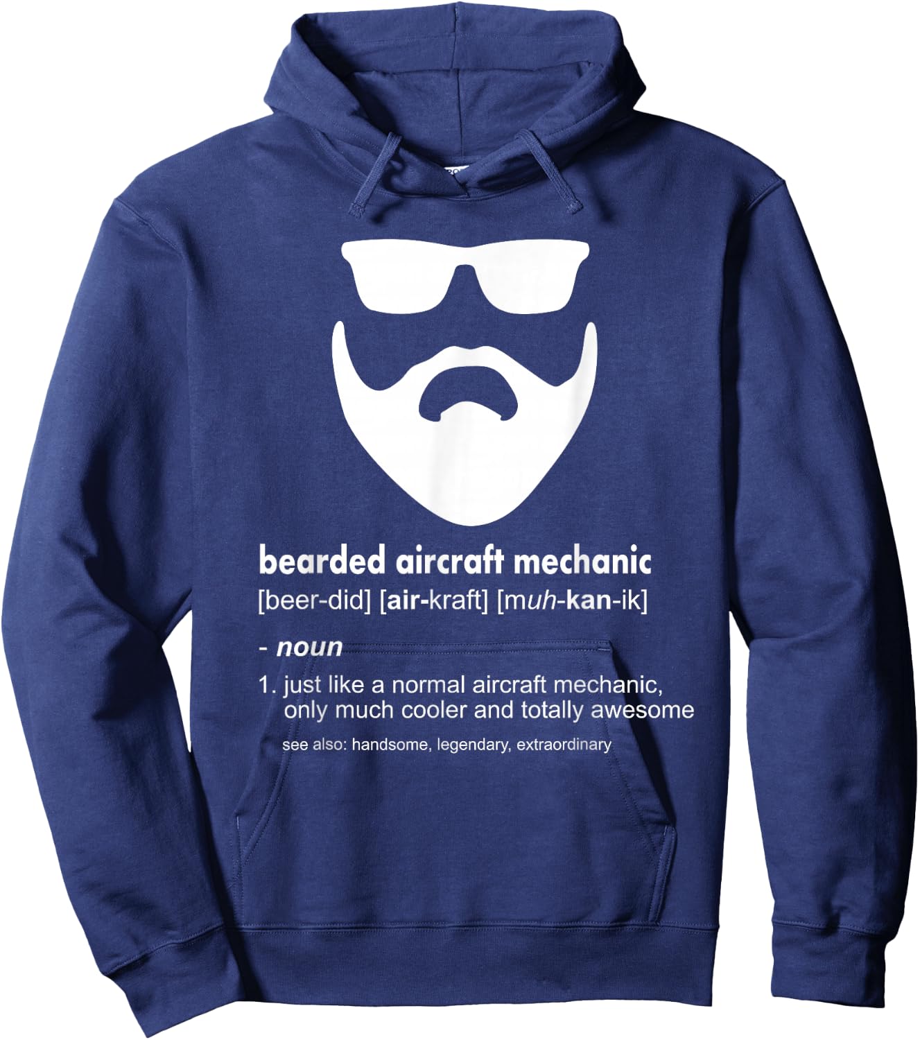 Bearded Aircraft Mechanic Shirt Funny Airplane Mechanic Gift Hoodie - Hoodie | Navy