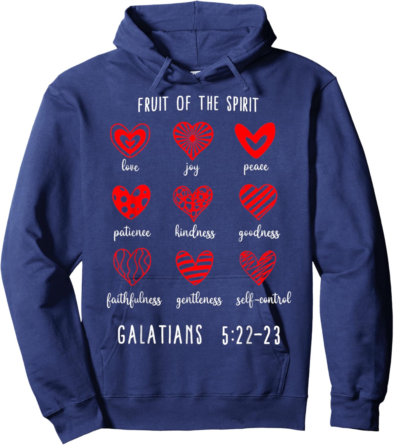 Christian Valentines Fruit Of The Spirit Bible Verse Hearts Hoodie - Hoodie | Navy