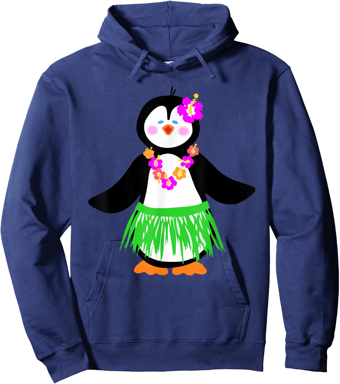 Hawaiian Penguin Aloha Luau Party Hula Dancer Costume Hoodie - Hoodie | Navy